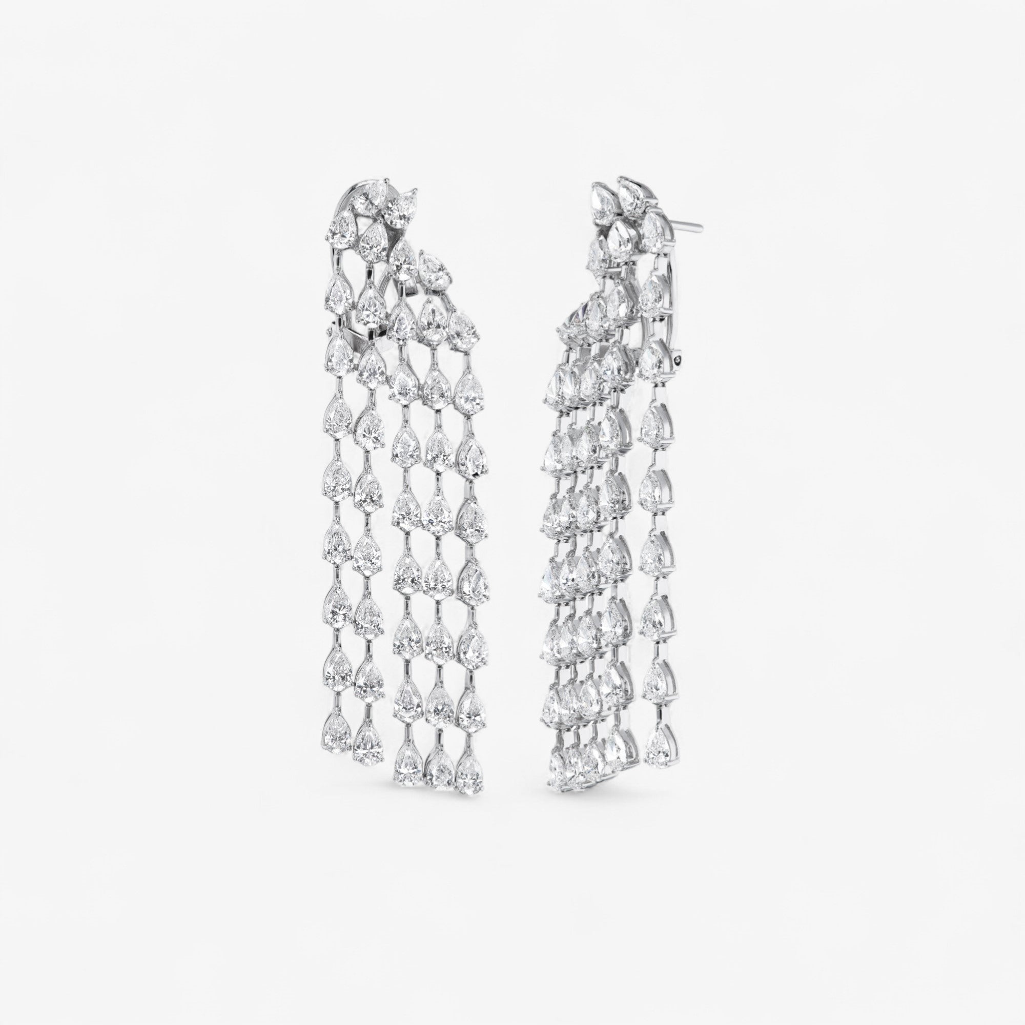 Five Strand Pear Shape Diamond Earrings