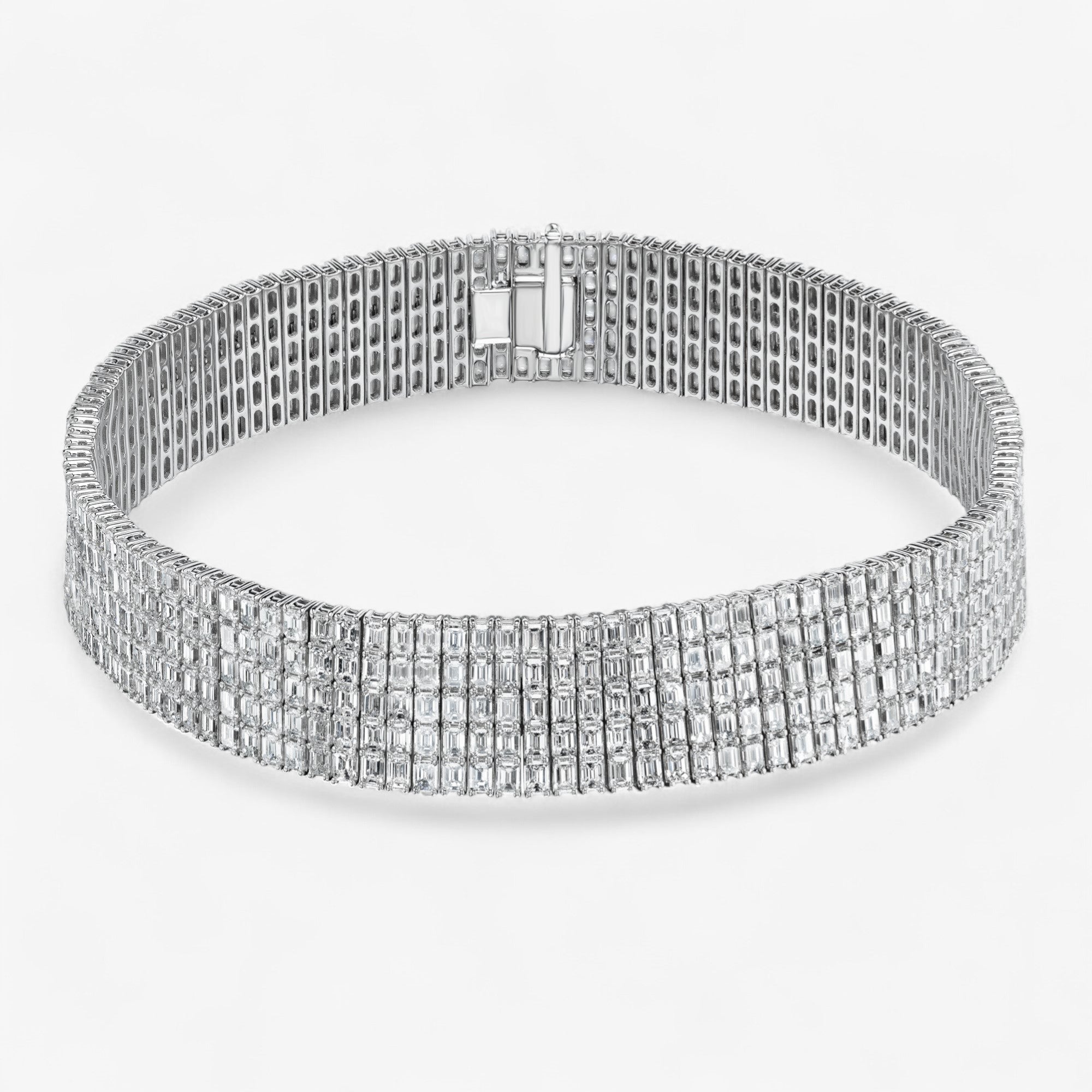 84CT Emerald Cut Diamond Choker Necklace