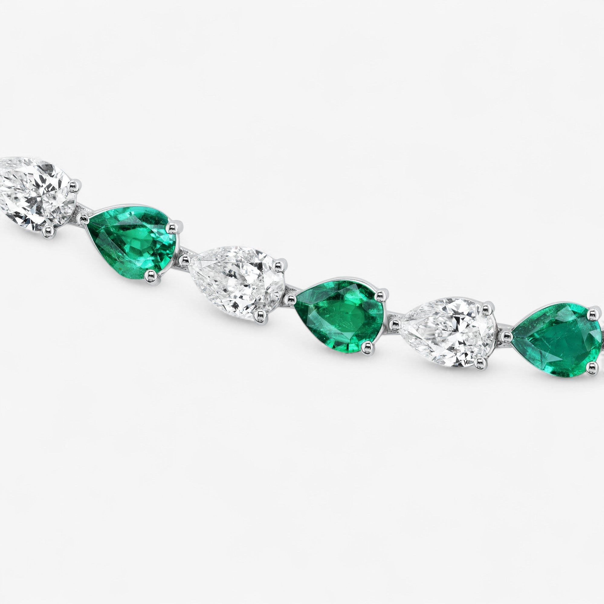 Signature Emerald and Diamond Pear Shape Tennis Necklace
