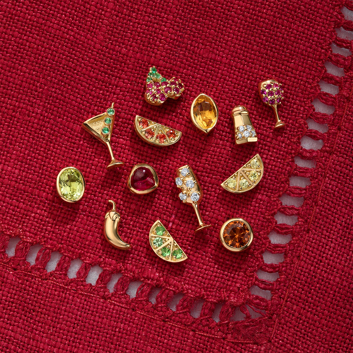 Cocktail Cherry Bezel Mini Stud