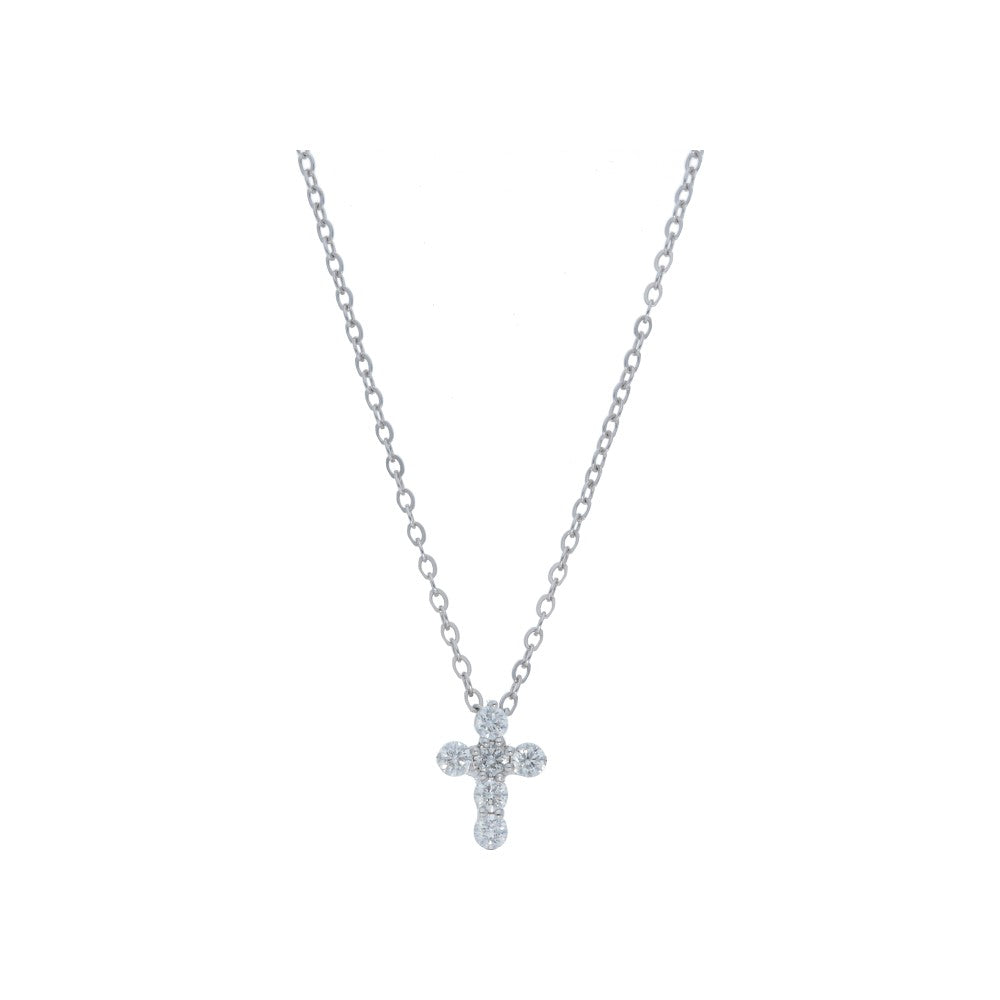 Petite Prong Set Diamond Cross Pendant