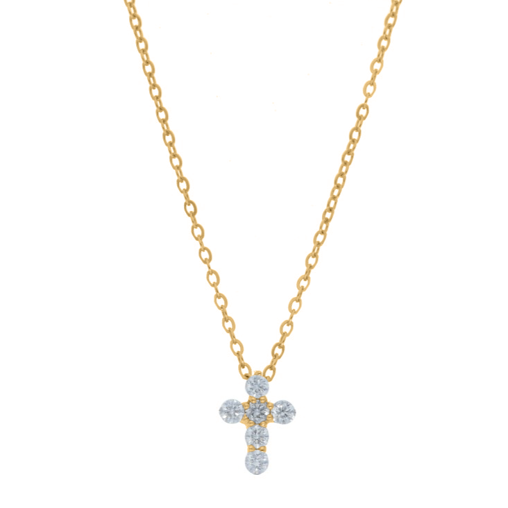 Petite Prong Set Diamond Cross Pendant
