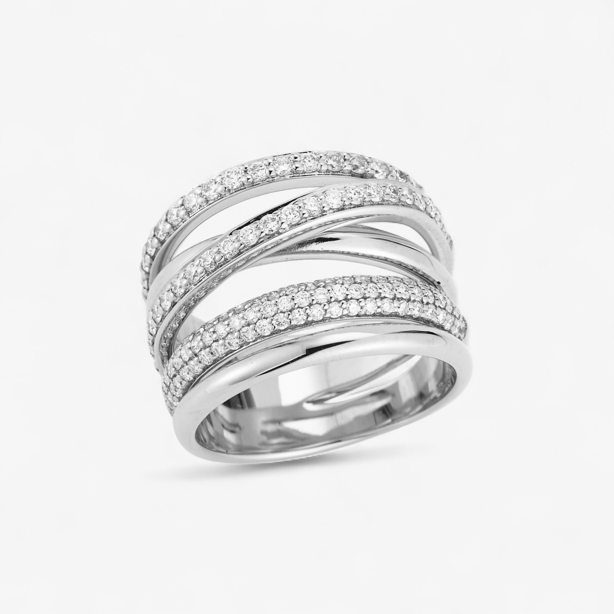 Ivy Diamond Domed Band 14K White Gold White Diamonds
