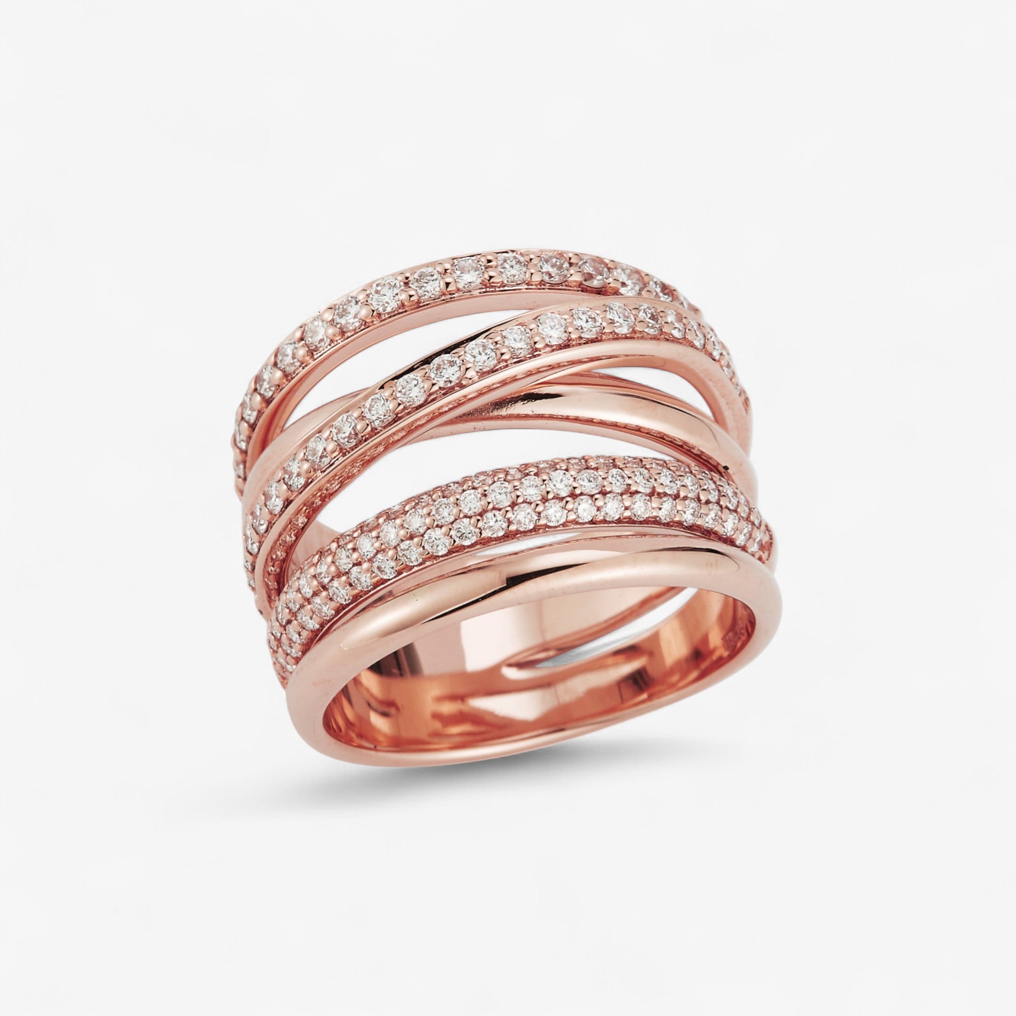 Ivy Diamond Domed Band 14K Rose Gold White Diamonds