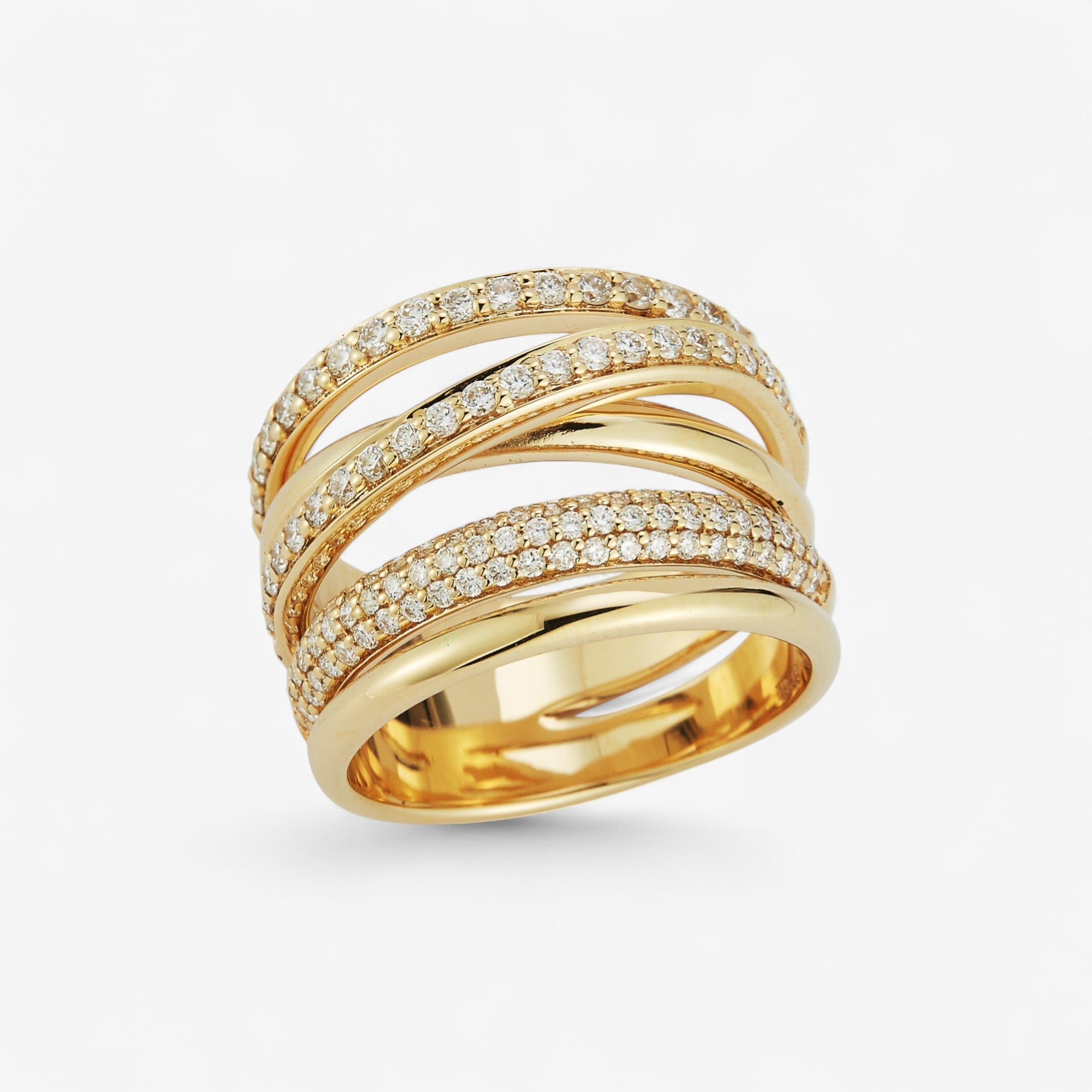 Ivy Diamond Domed Band 14K Yellow Gold White Diamonds