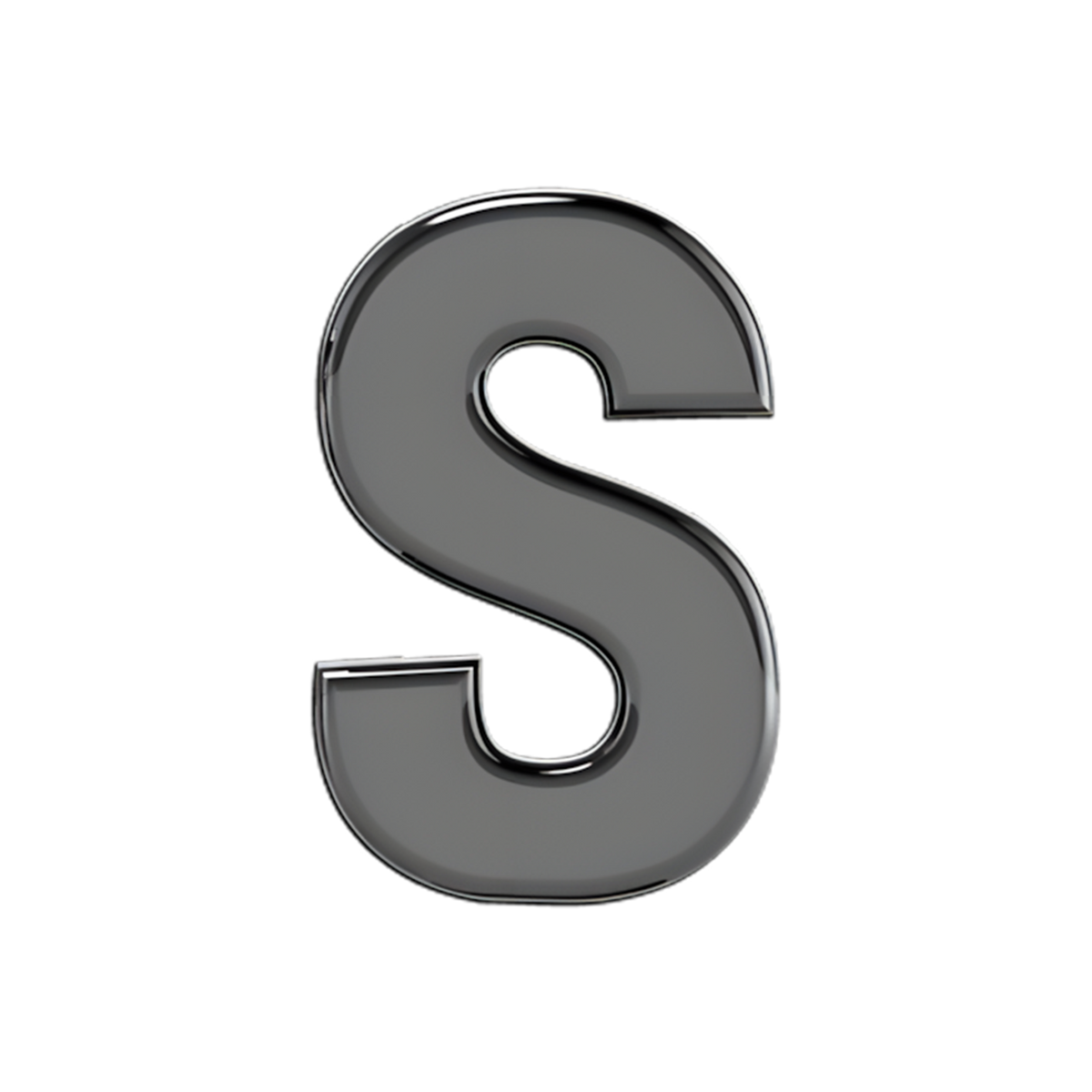 Slider Solid Letter S Charm 18K Black Rhodium