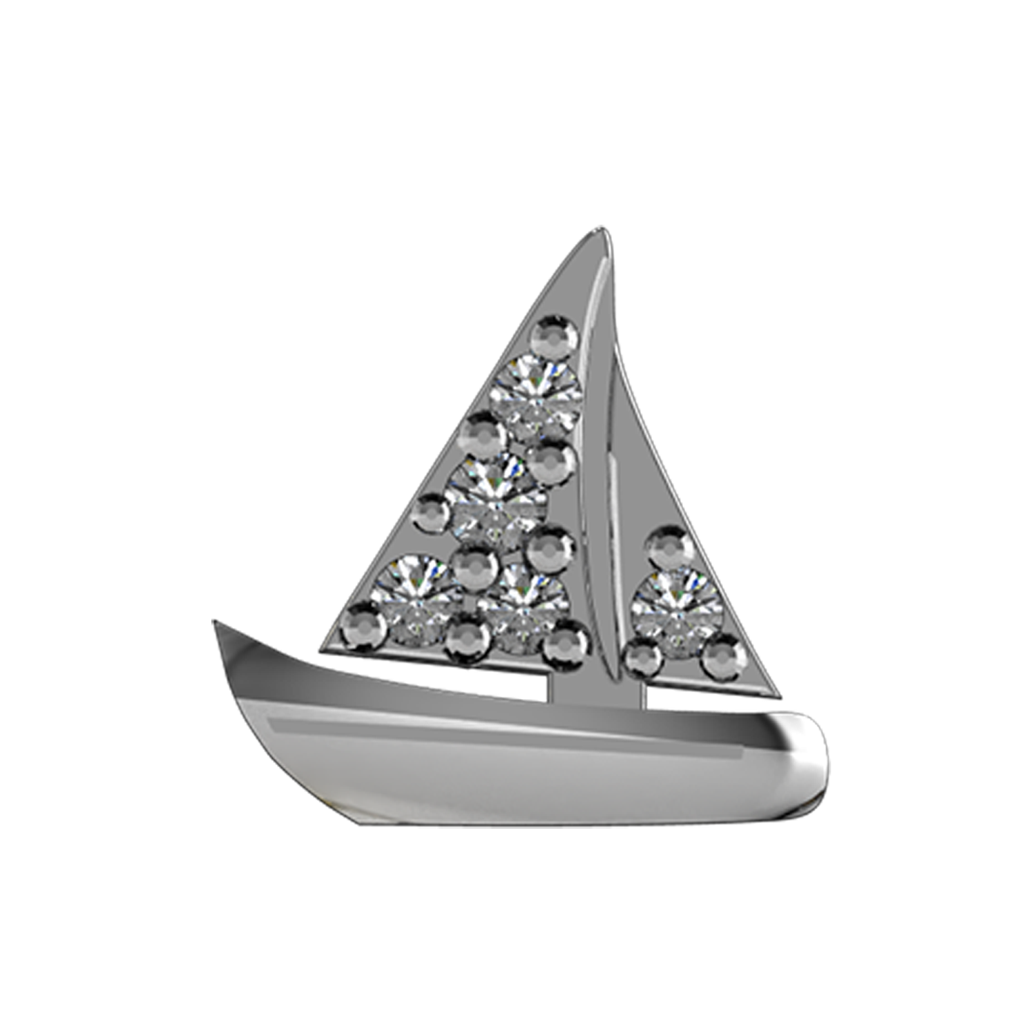 Sailboat Slider Charm 18K White Gold
