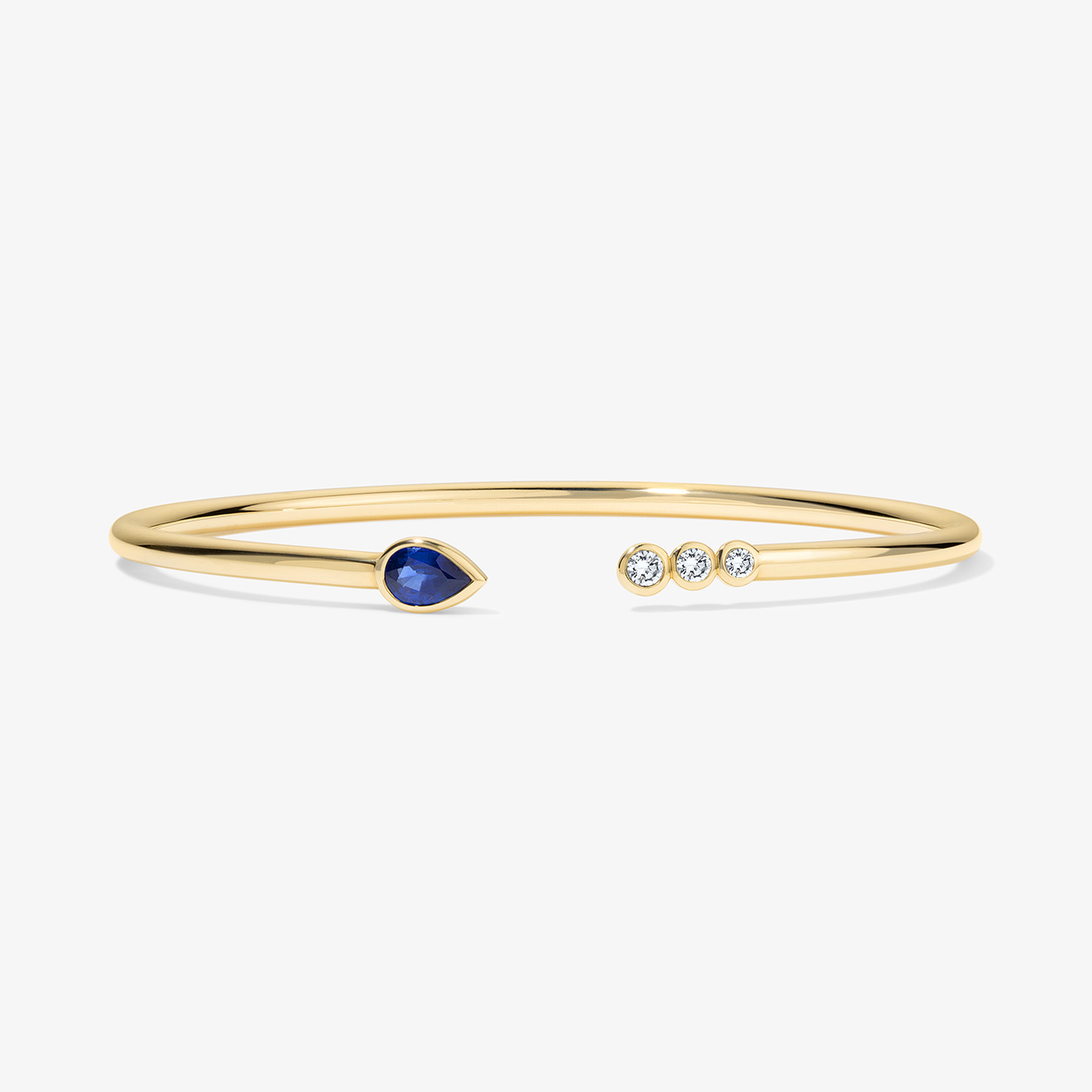Undecided Blue Sapphire Pear and Round Diamond Flex Bangle 14K Yellow Gold