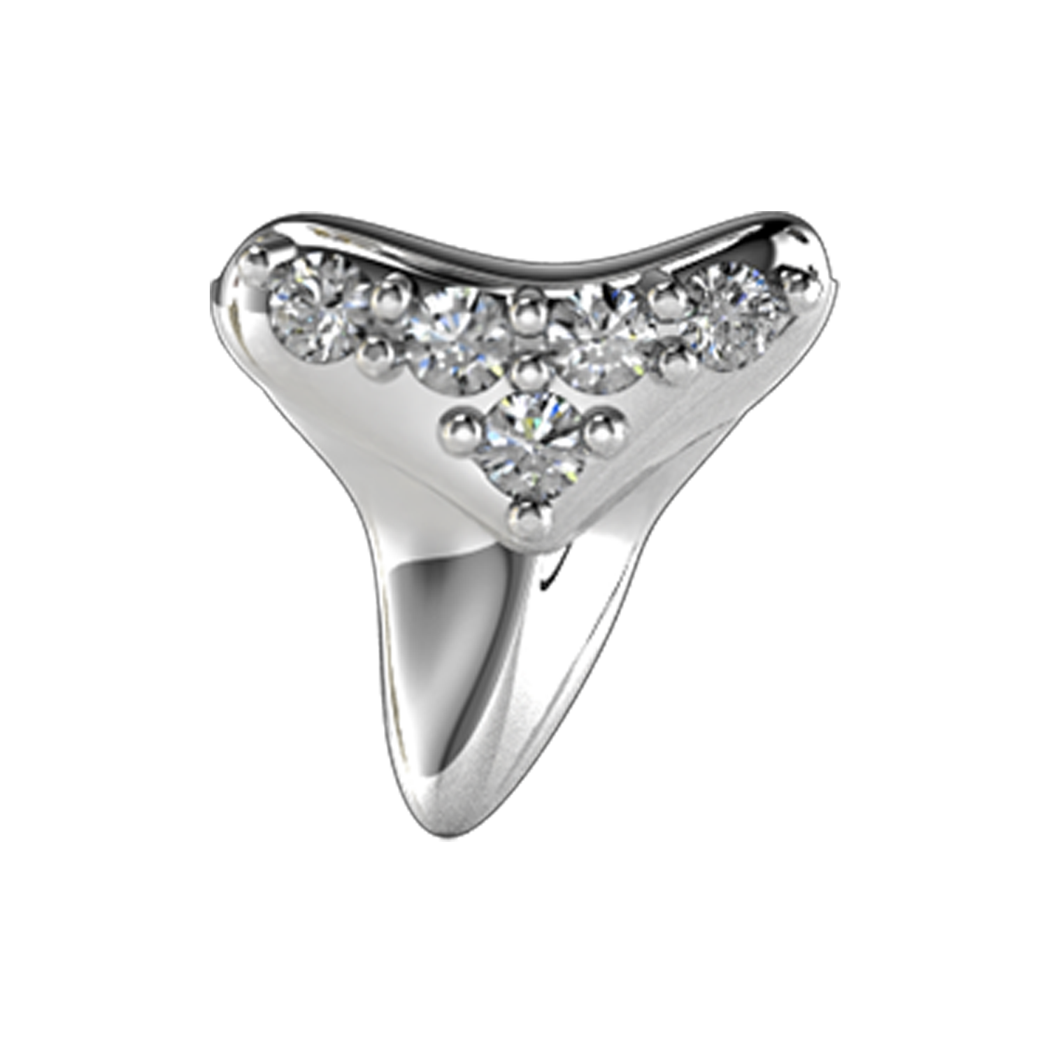 Shark Tooth Slider Charm 18K White Gold