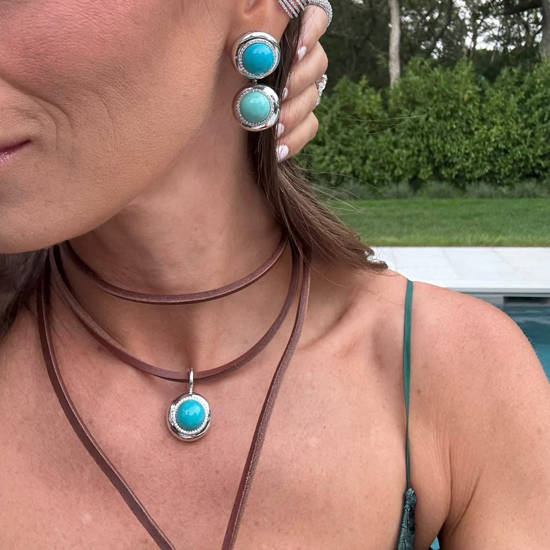 Sterling Silver Large Cabochon Candy Button Pendant