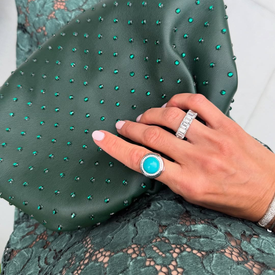 Sterling Silver Large Cabochon Candy Button Ring