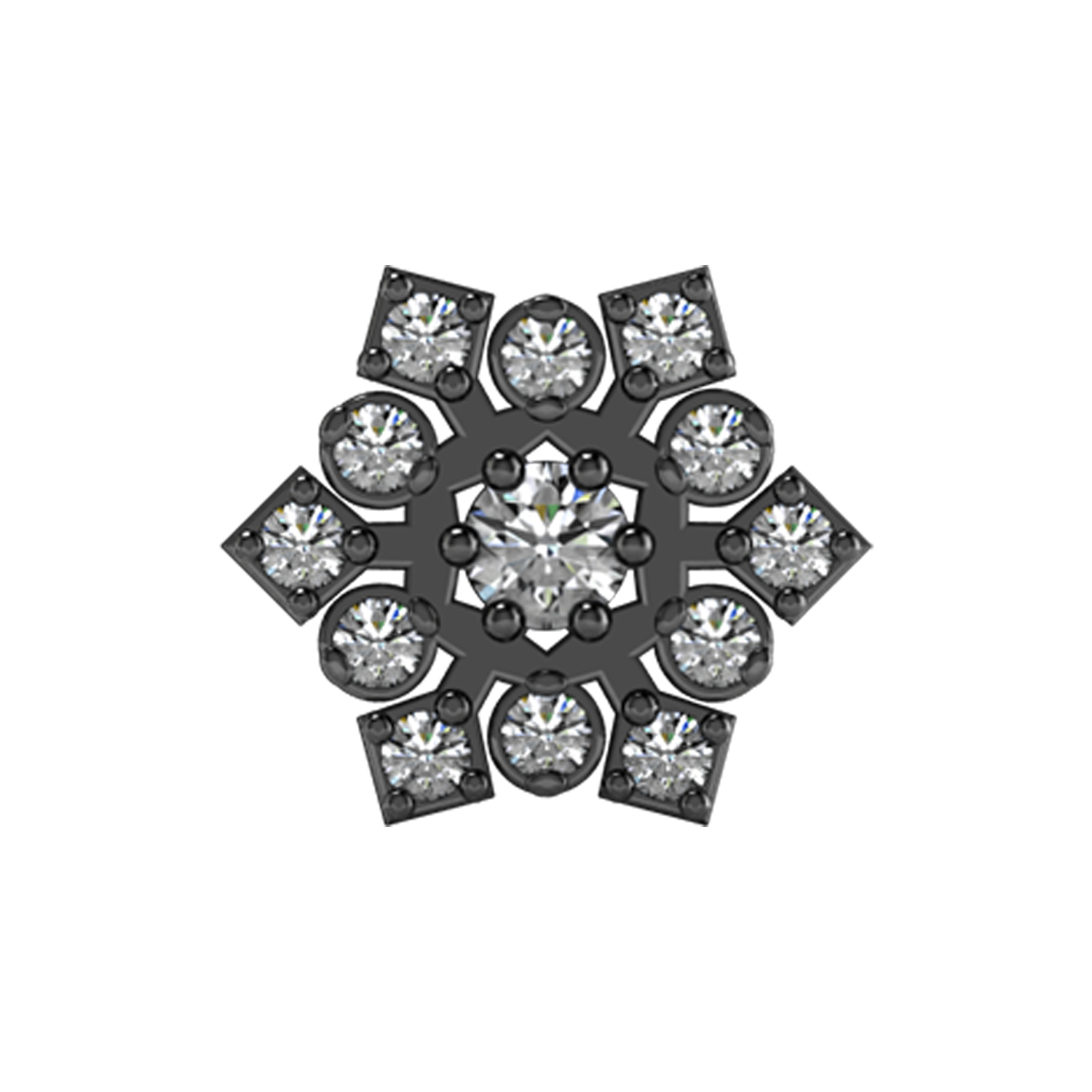 Snowflake Slider Charm Black Rhodium
