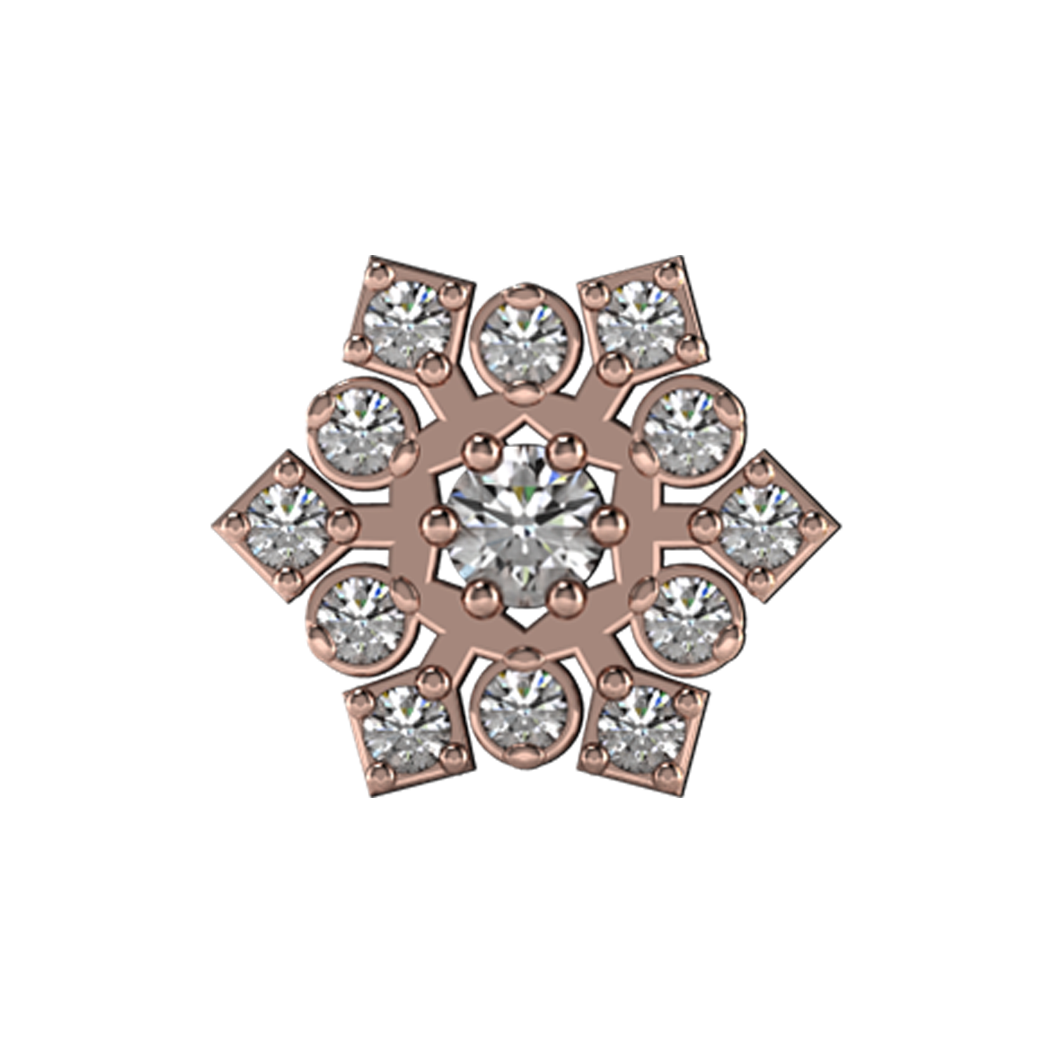 Snowflake Slider Charm 18K Rose Gold