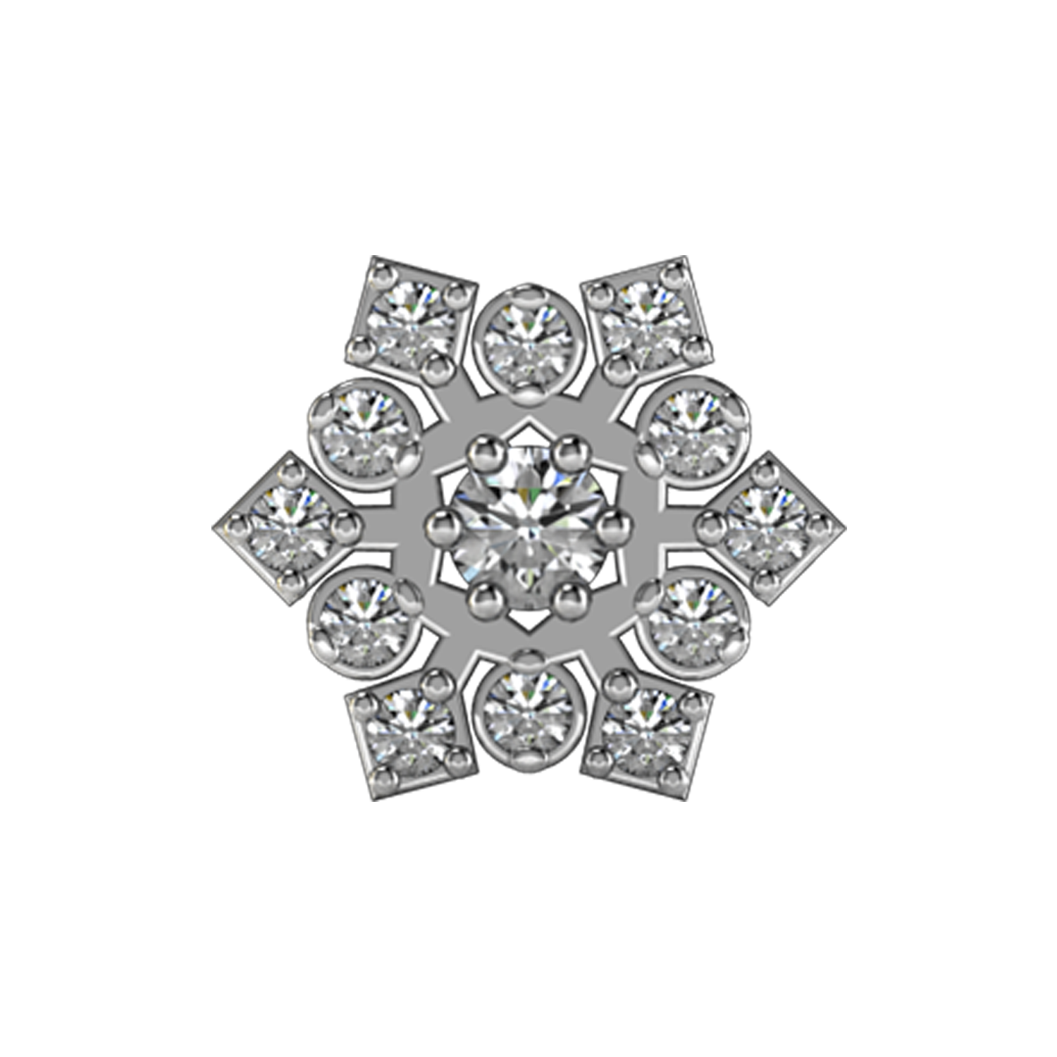 Snowflake Slider Charm 18K White Gold
