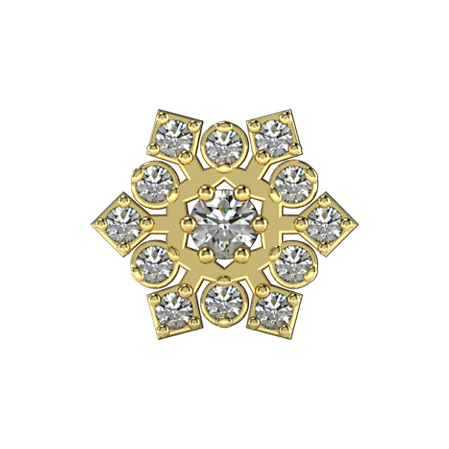 Snowflake Slider Charm 18K Yellow Gold