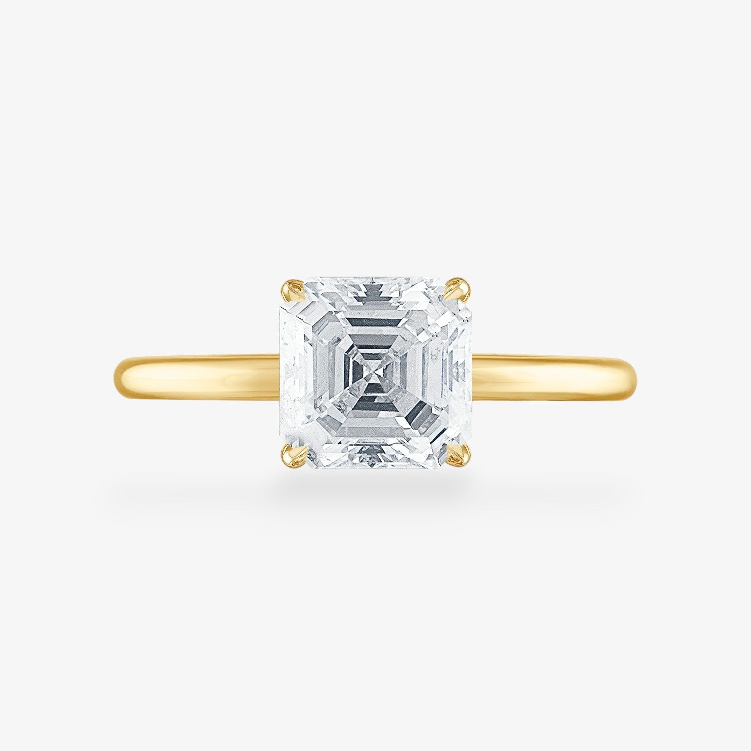 Solitaire Engagement Ring 18K Yellow Gold Asscher