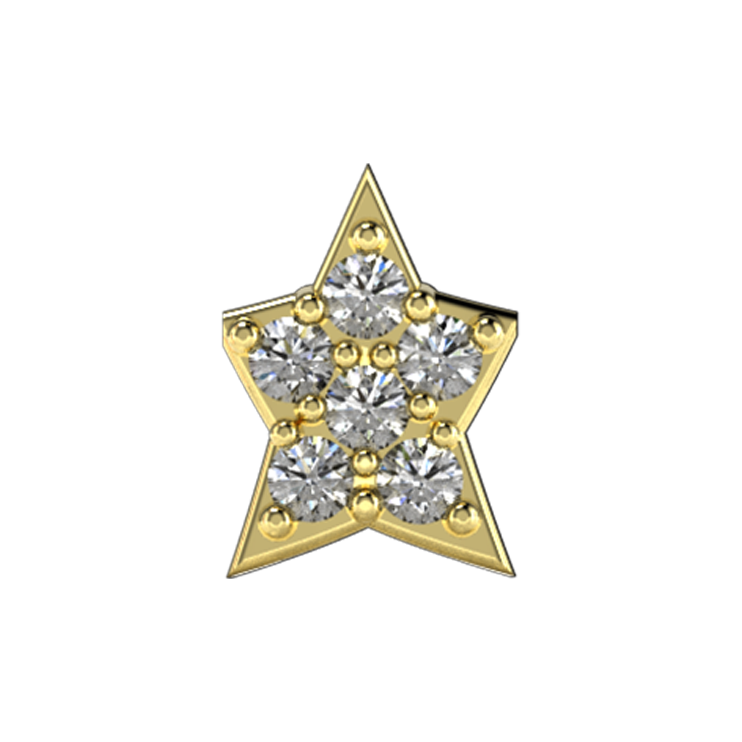 White Diamond Star Slider Necklace Charm 14K Yellow Gold