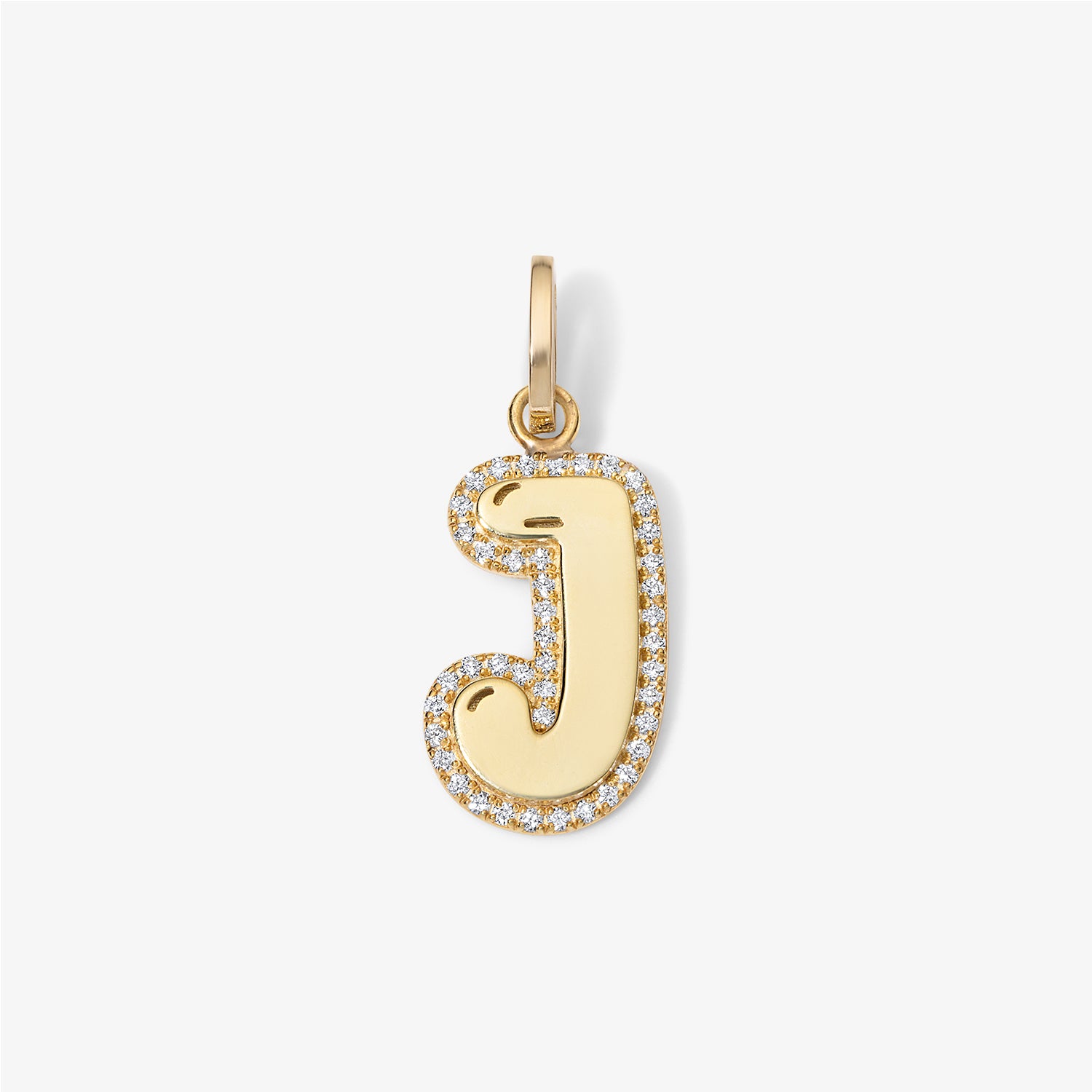 Jumbo Bubble Initial With Pave Outline Charm