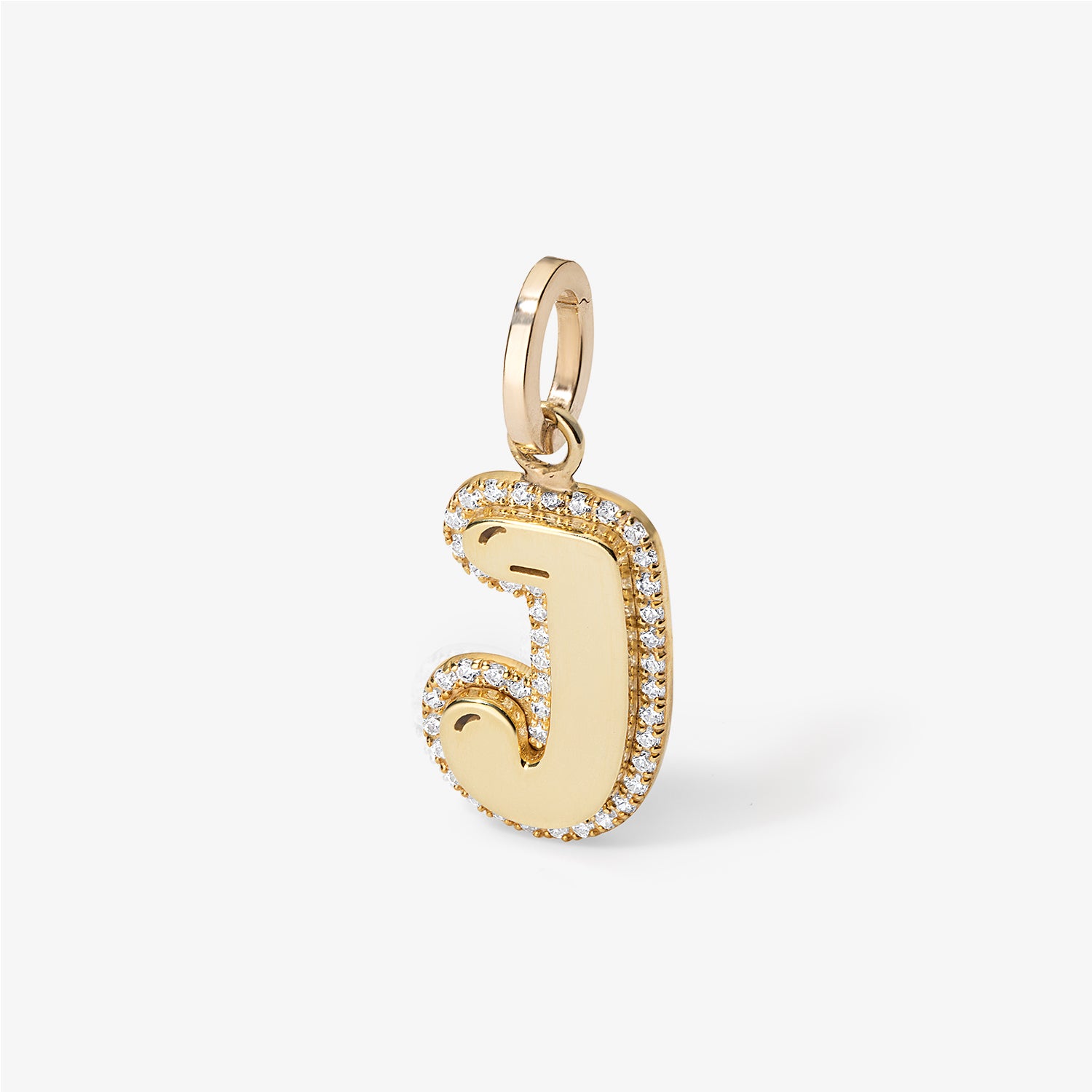 Jumbo Bubble Initial With Pave Outline Charm