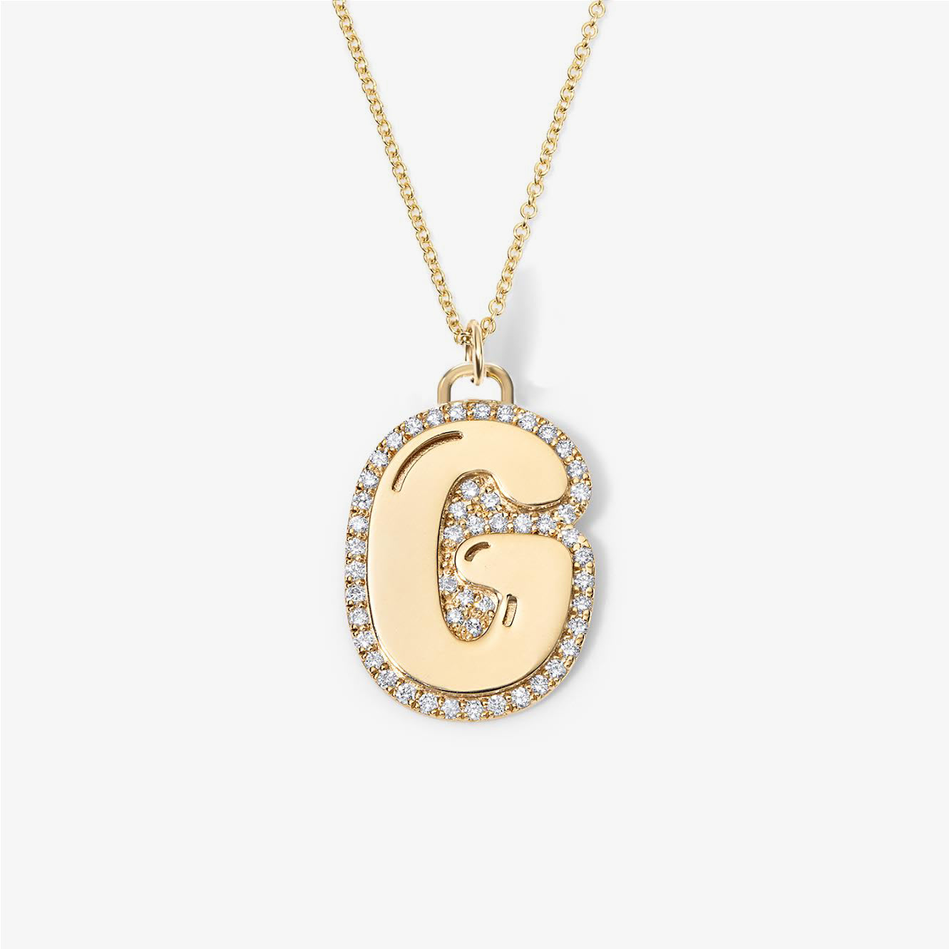Sterling Silver Jumbo Bubble Initial With Pave Outline Charm