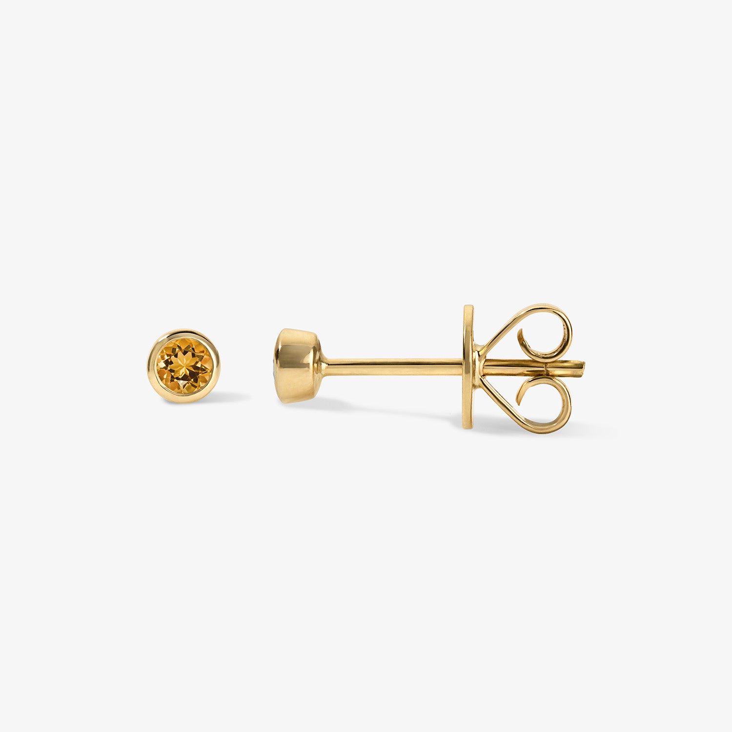 Margot Birthstone Bezel Stud Earrings 14K Yellow Gold Citrine