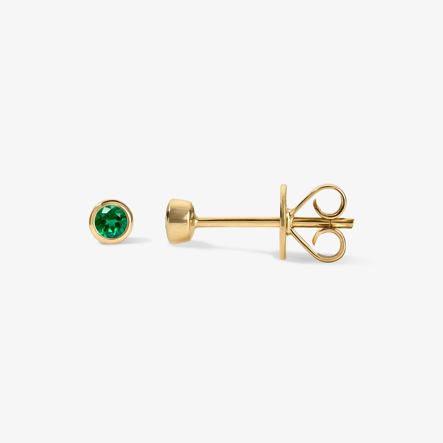 Margot Birthstone Bezel Stud Earrings 14K Yellow Gold Emerald