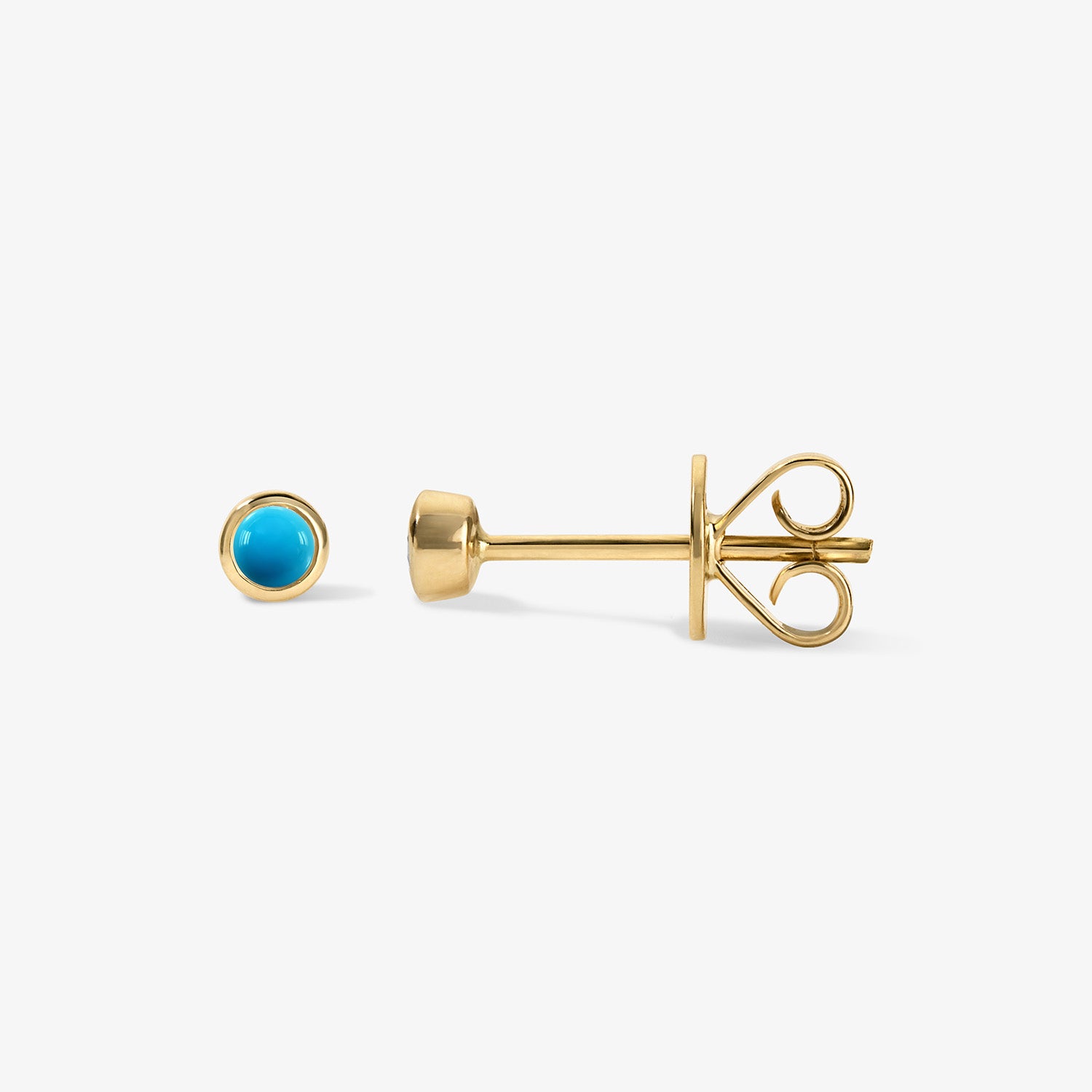 Margot Birthstone Bezel Stud Earrings 14K Yellow Gold Turquoise