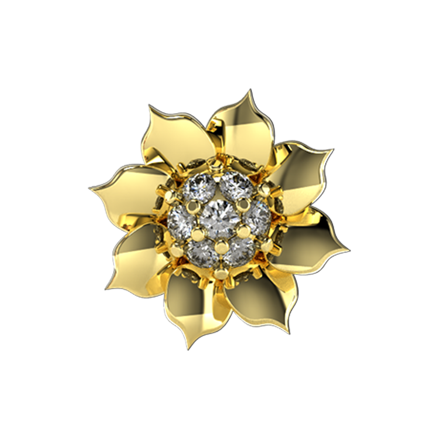 Sunflower Slider Necklace Charm 14K Yellow Gold
