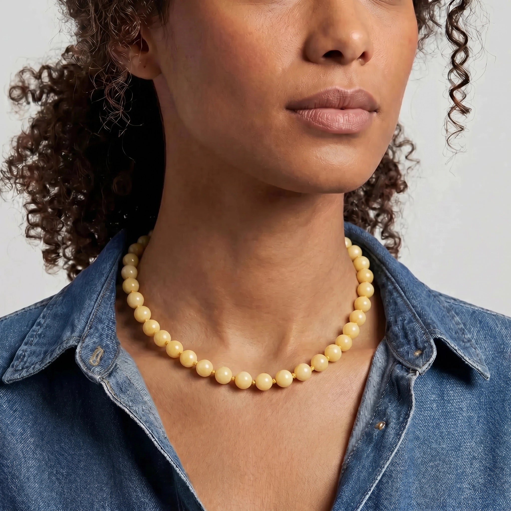 Kendall Honey Jade Beaded Necklace