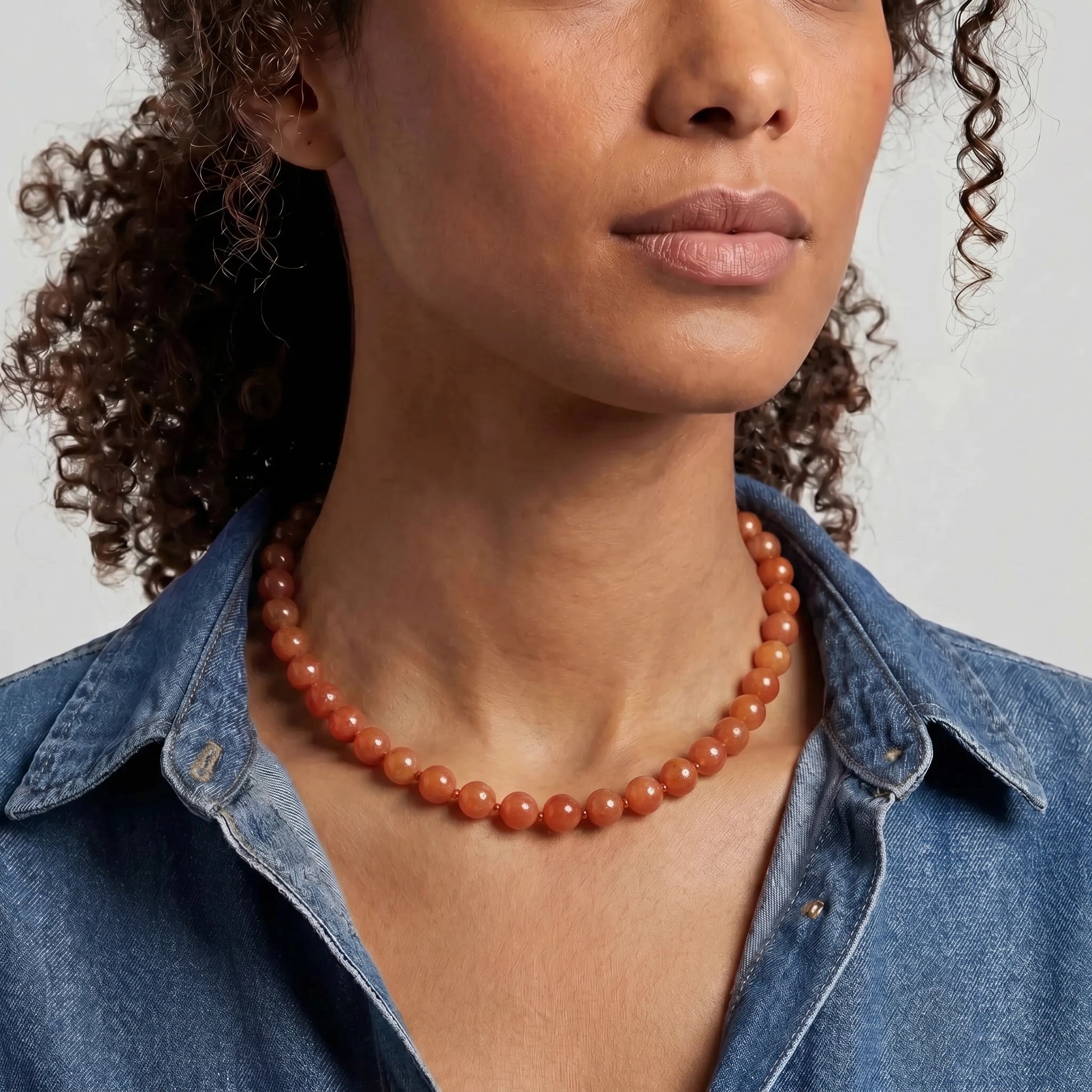Kendall Red Aventurine Beaded Necklace