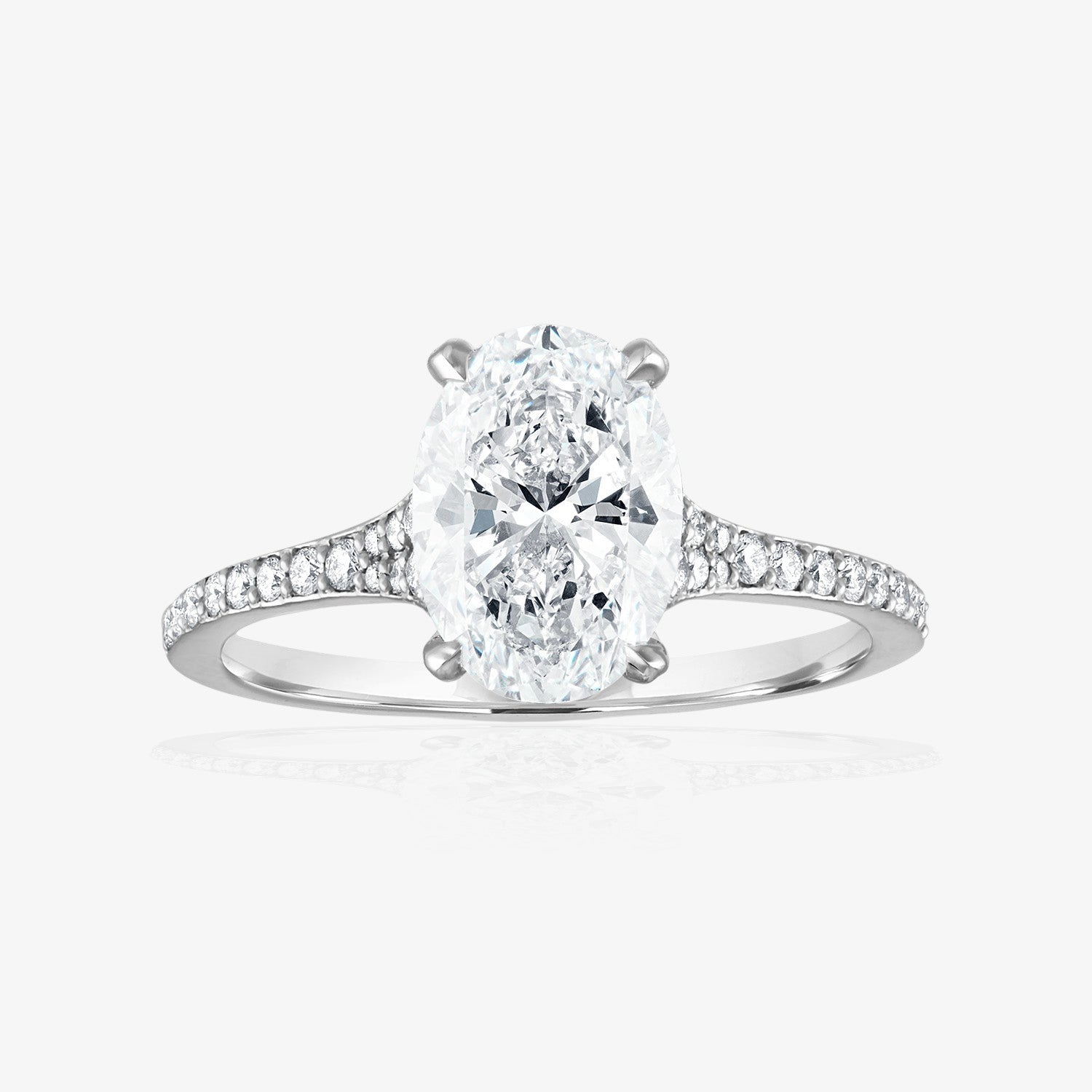Tapered Pave Engagement Ring Platinum Oval