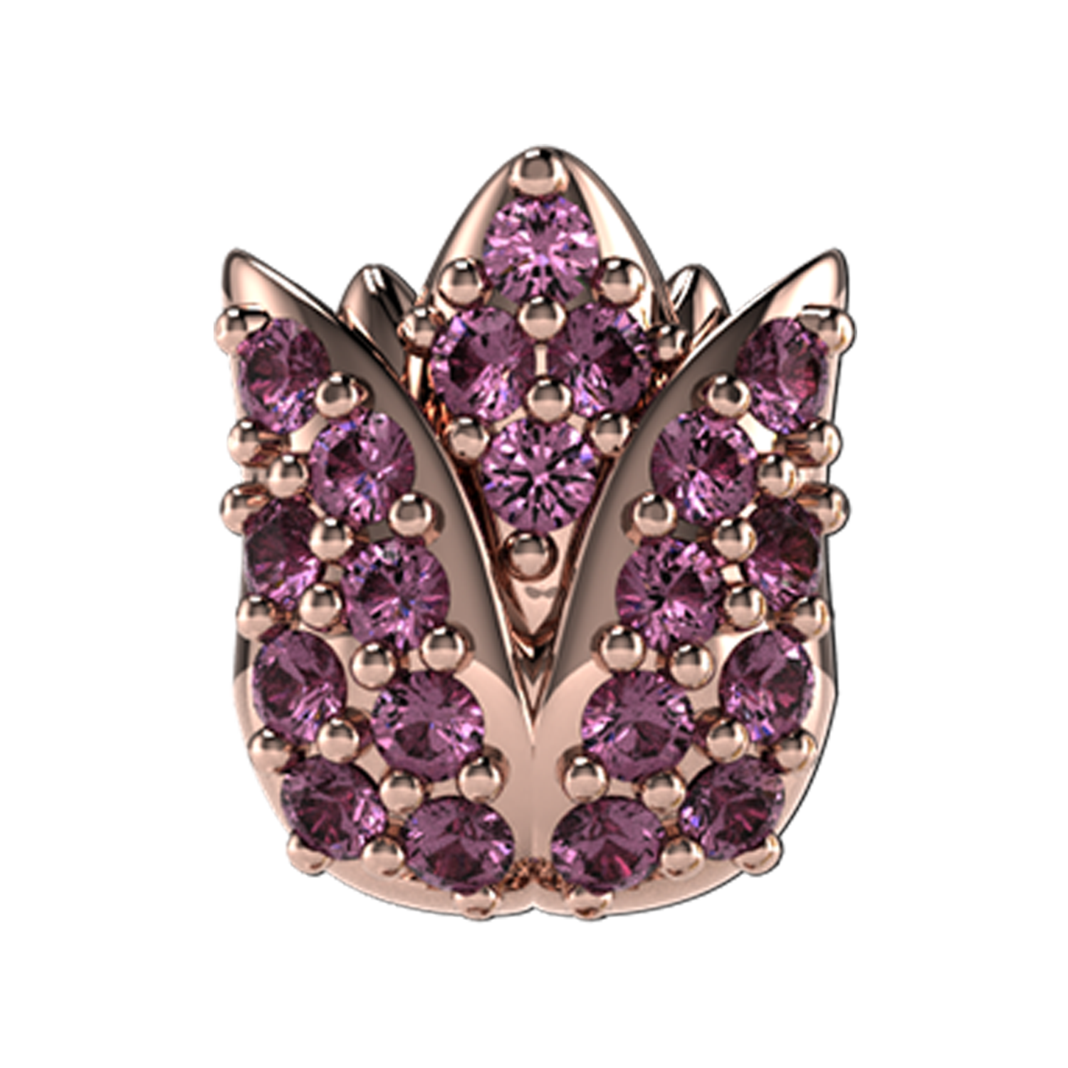 Amethyst Tulip Slider Charm 18K Rose Gold