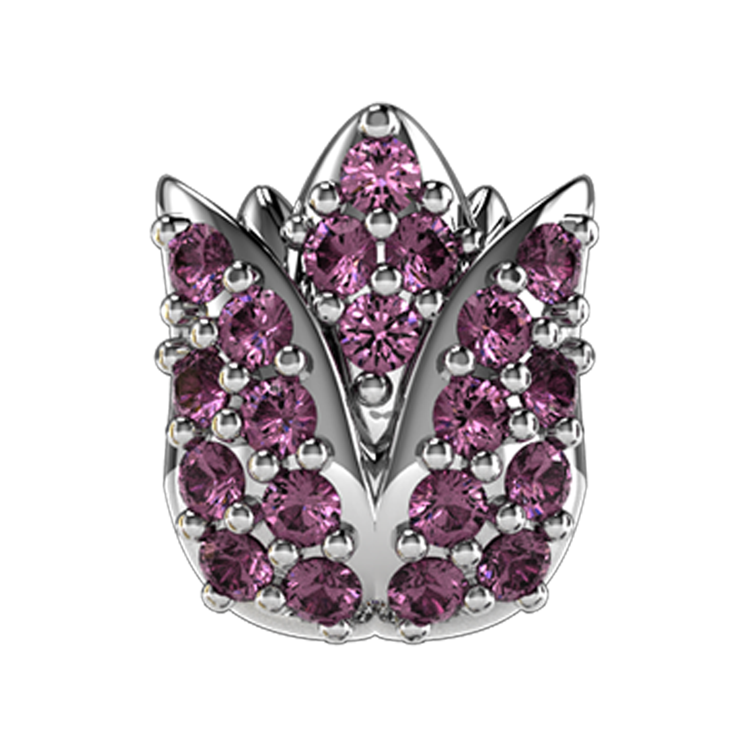 Amethyst Tulip Slider Charm 18K White Gold