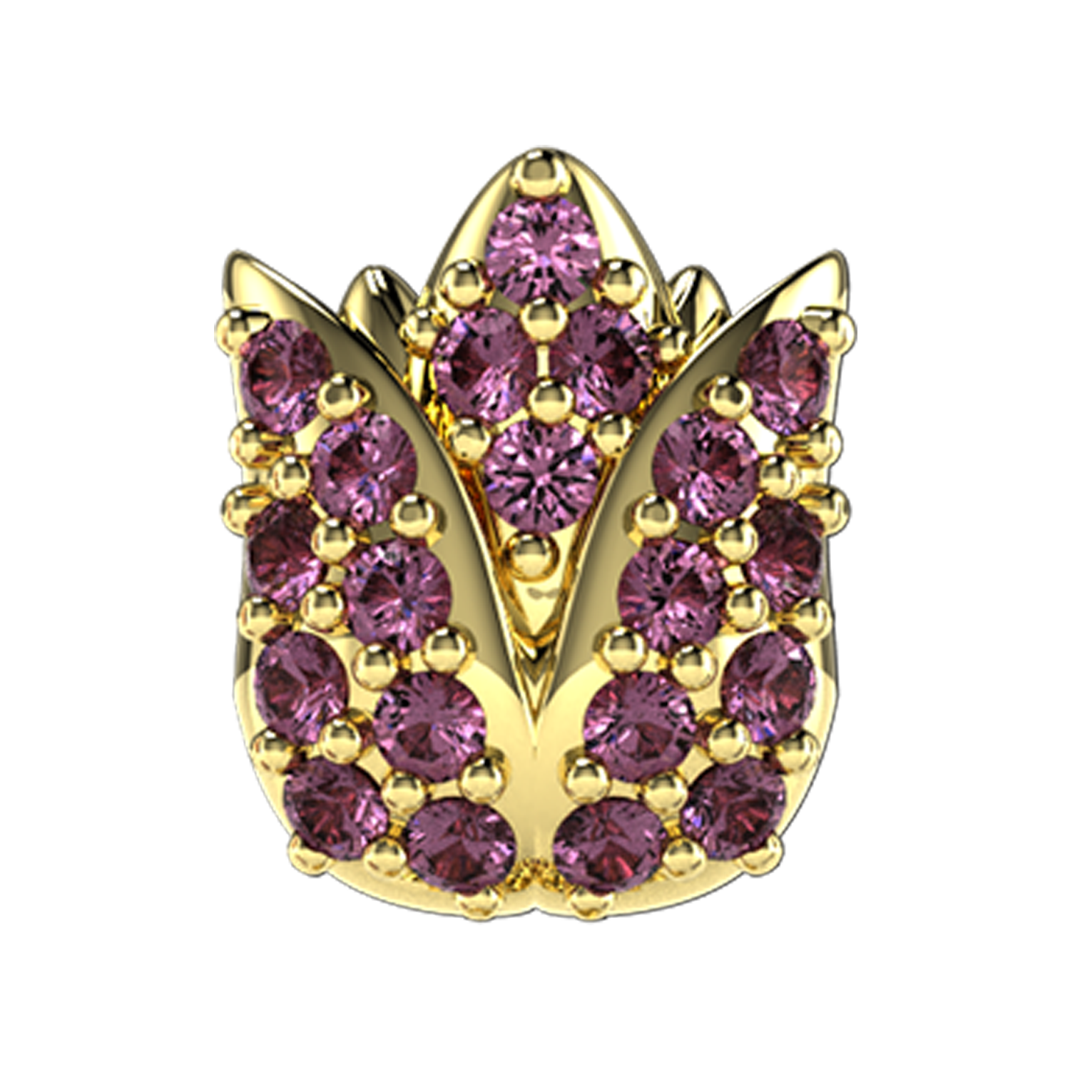 Amethyst Tulip Slider Charm 18K Yellow Gold