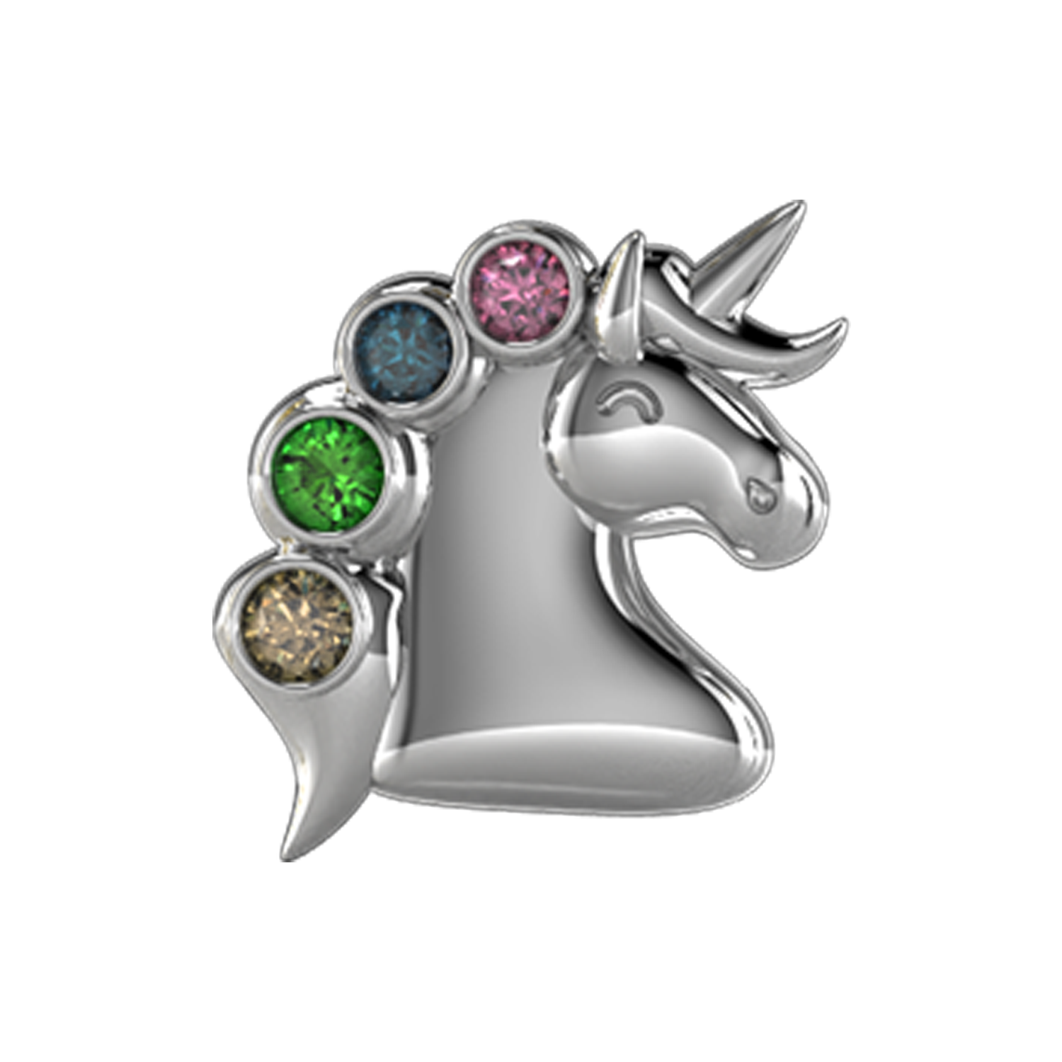 Unicorn Slider Charm 18K White Gold