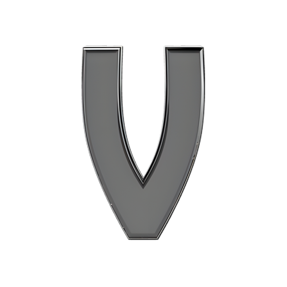 Slider Solid Letter V Charm 18K Black Rhodium