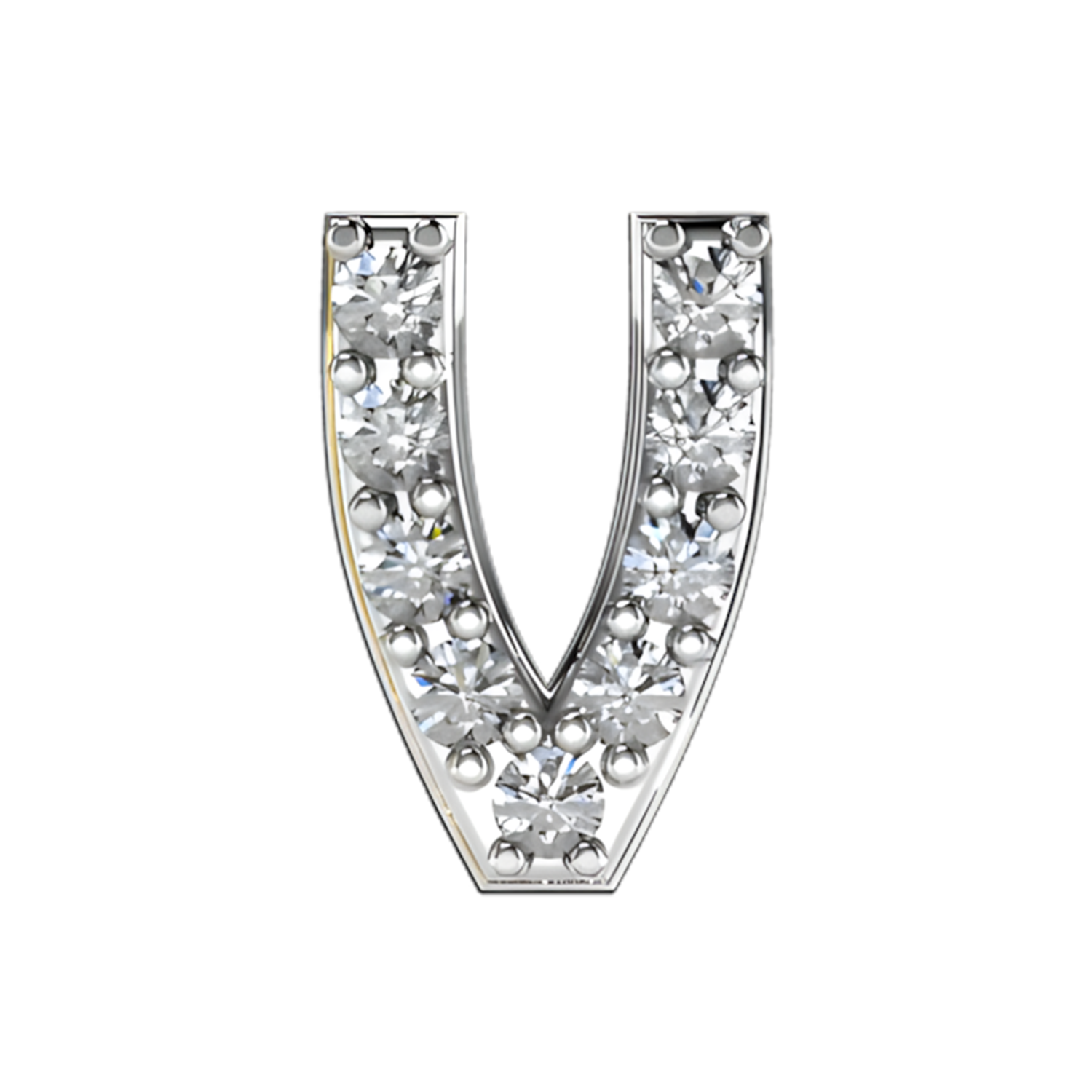 Slider Pave Letter V Charm