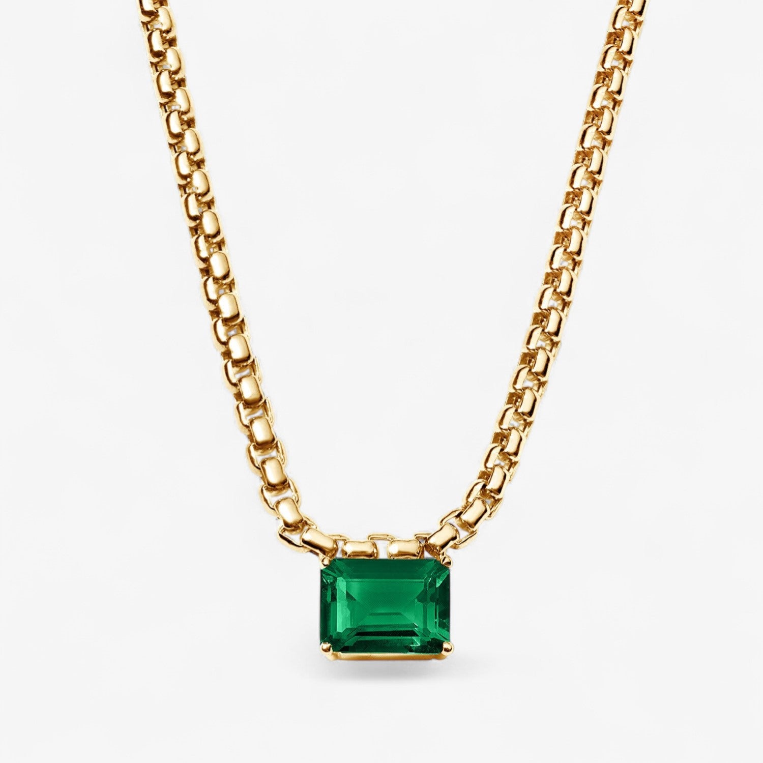 Gemstone Box Chain Necklace