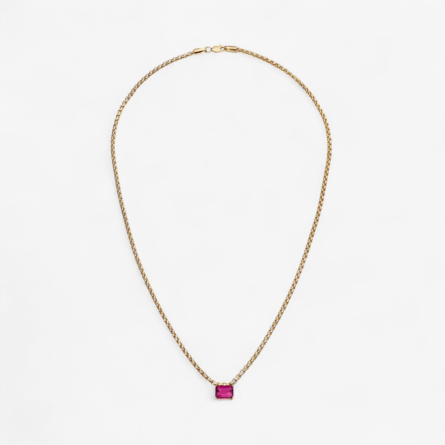 Gemstone Box Chain Necklace