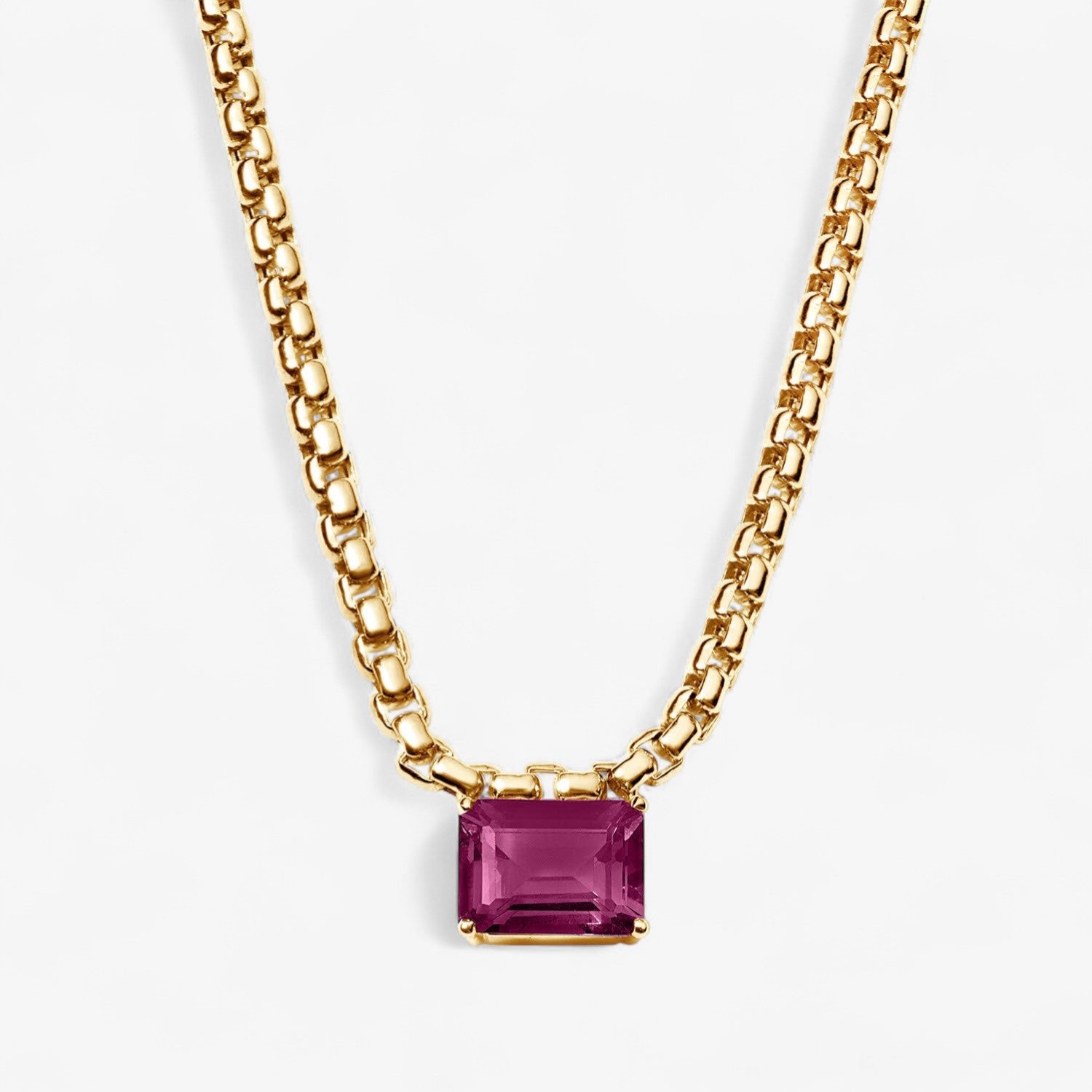 Gemstone Box Chain Necklace