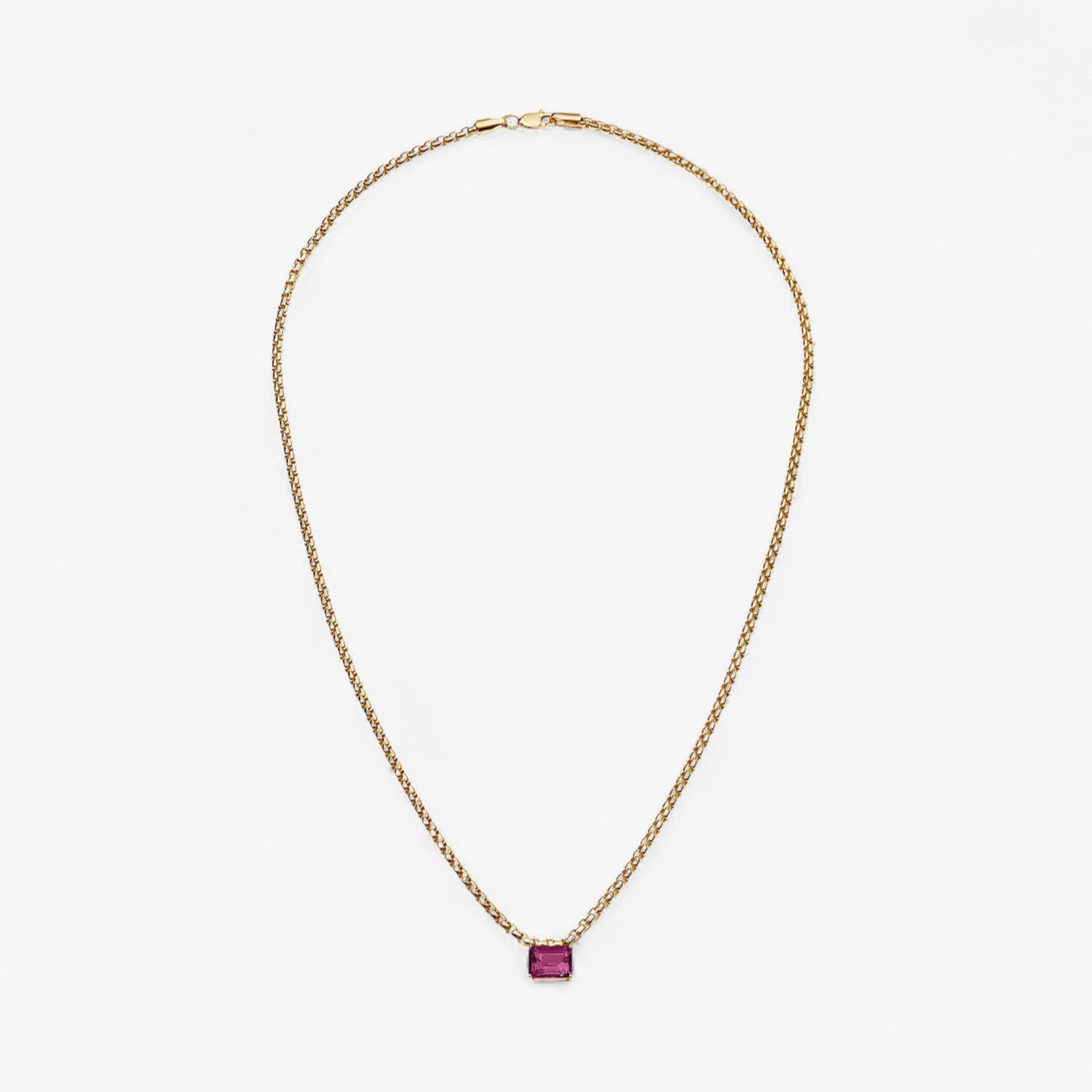 Gemstone Box Chain Necklace