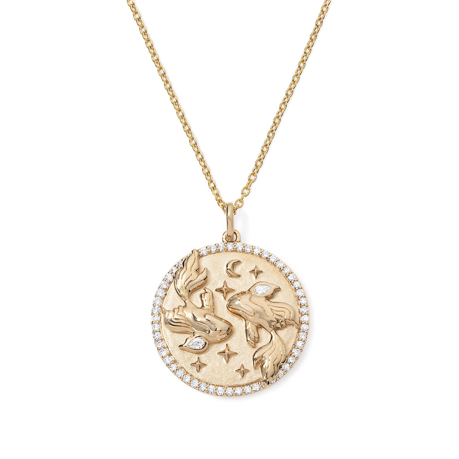 Gold and Diamond Pisces Necklace
