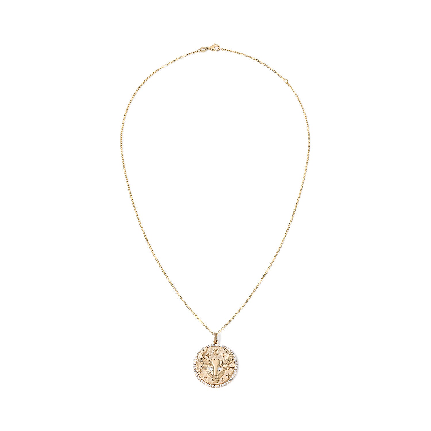 Gold and Diamond Taurus Necklace