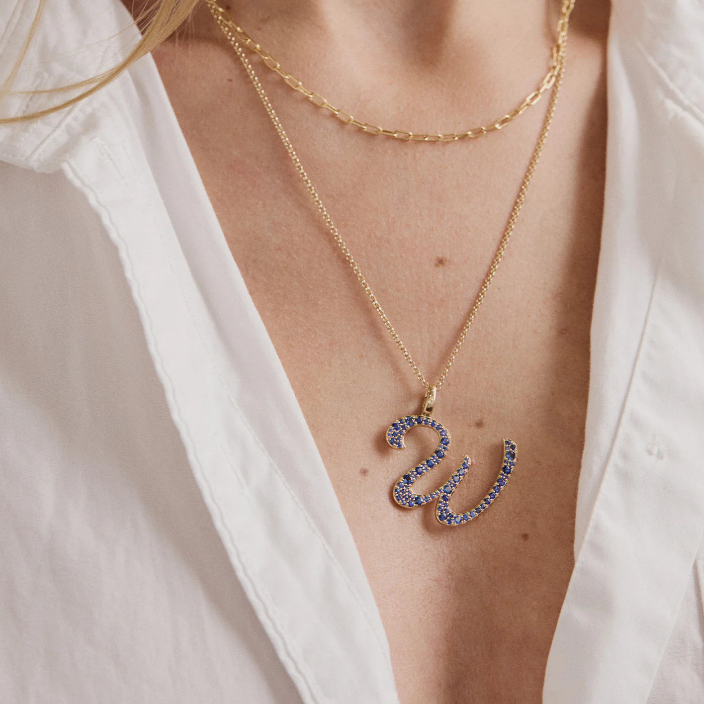 Blue Sapphire Letter Pendant