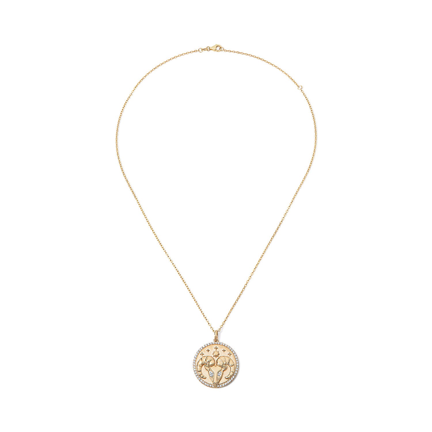 Gold and Diamond Aries Necklace