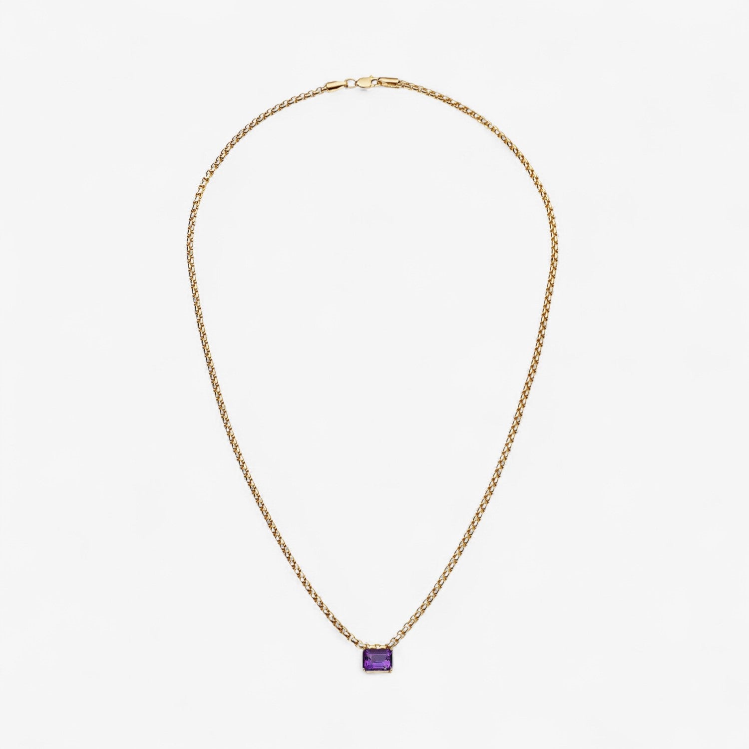 Gemstone Box Chain Necklace