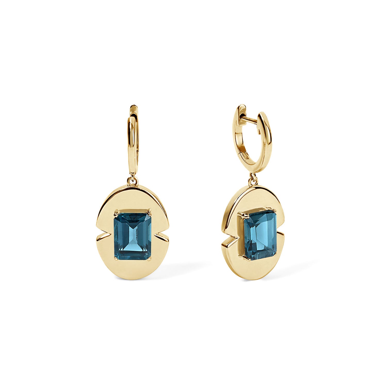 Store London blue topaz gemstone gold dangle earrings