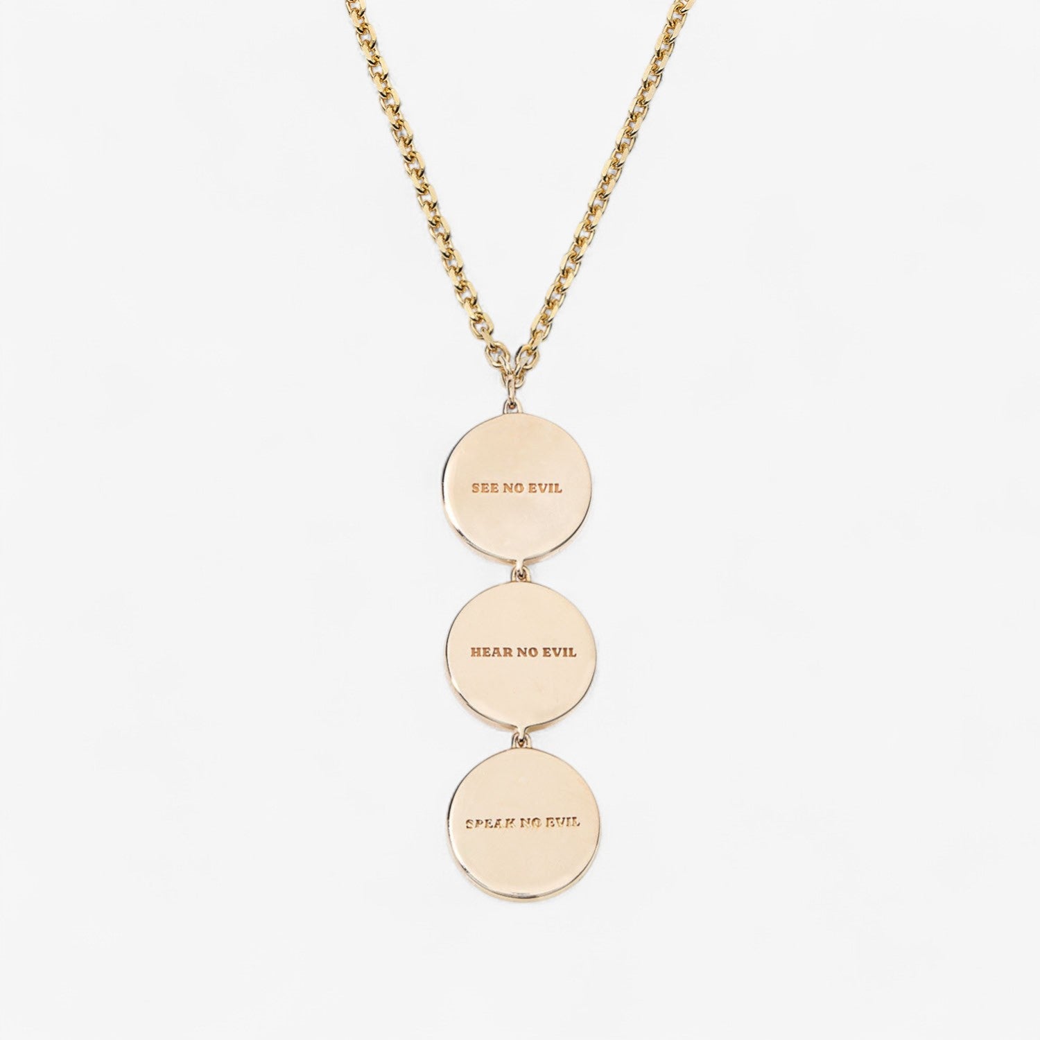 Gold Wise Monkey Medallion Drop Necklace