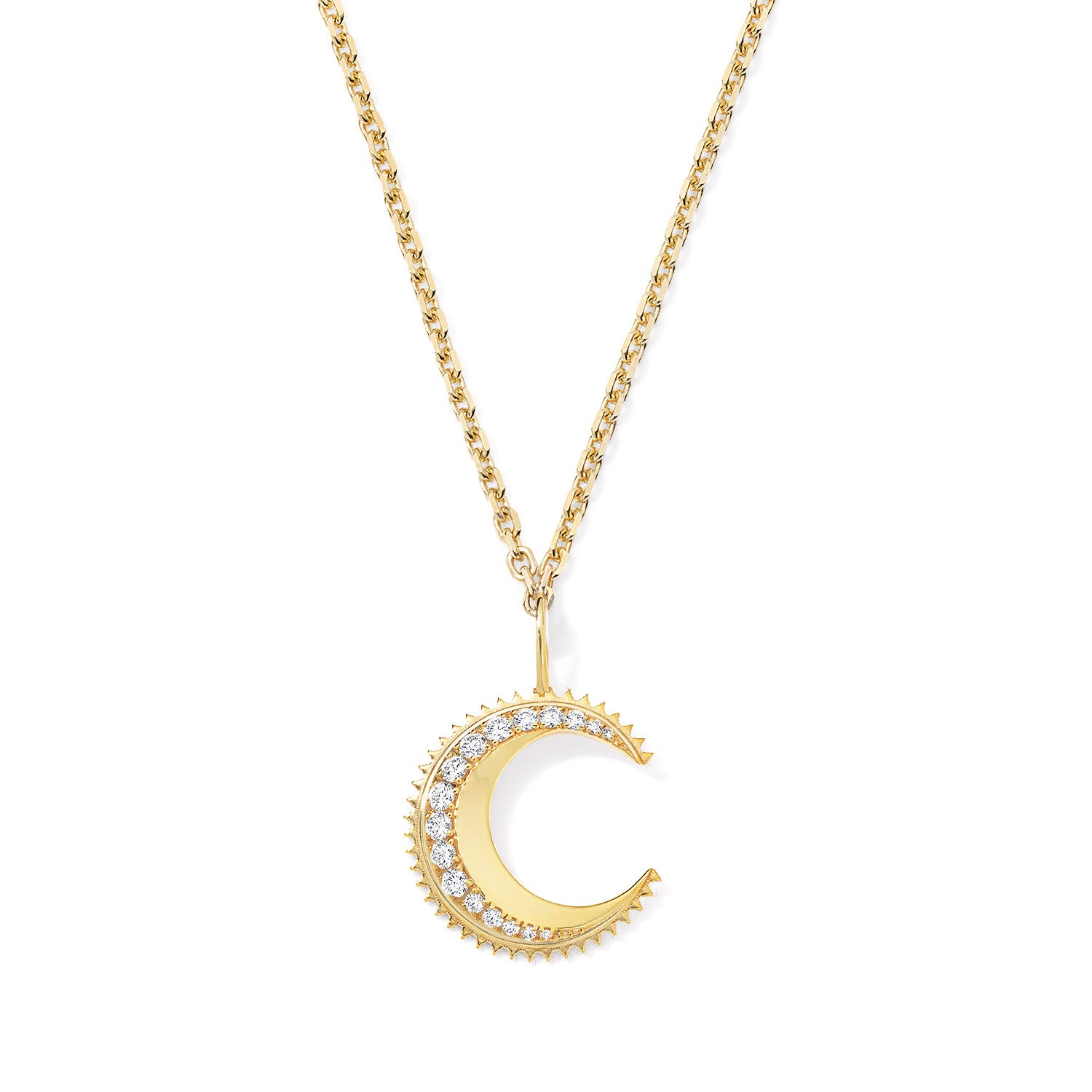 Fantasia Gold and Diamond Radiant Moon Charm with Chain