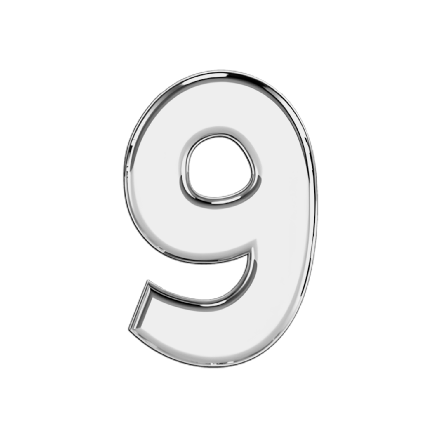 Slider Solid Number 9 Charm 18K White Gold